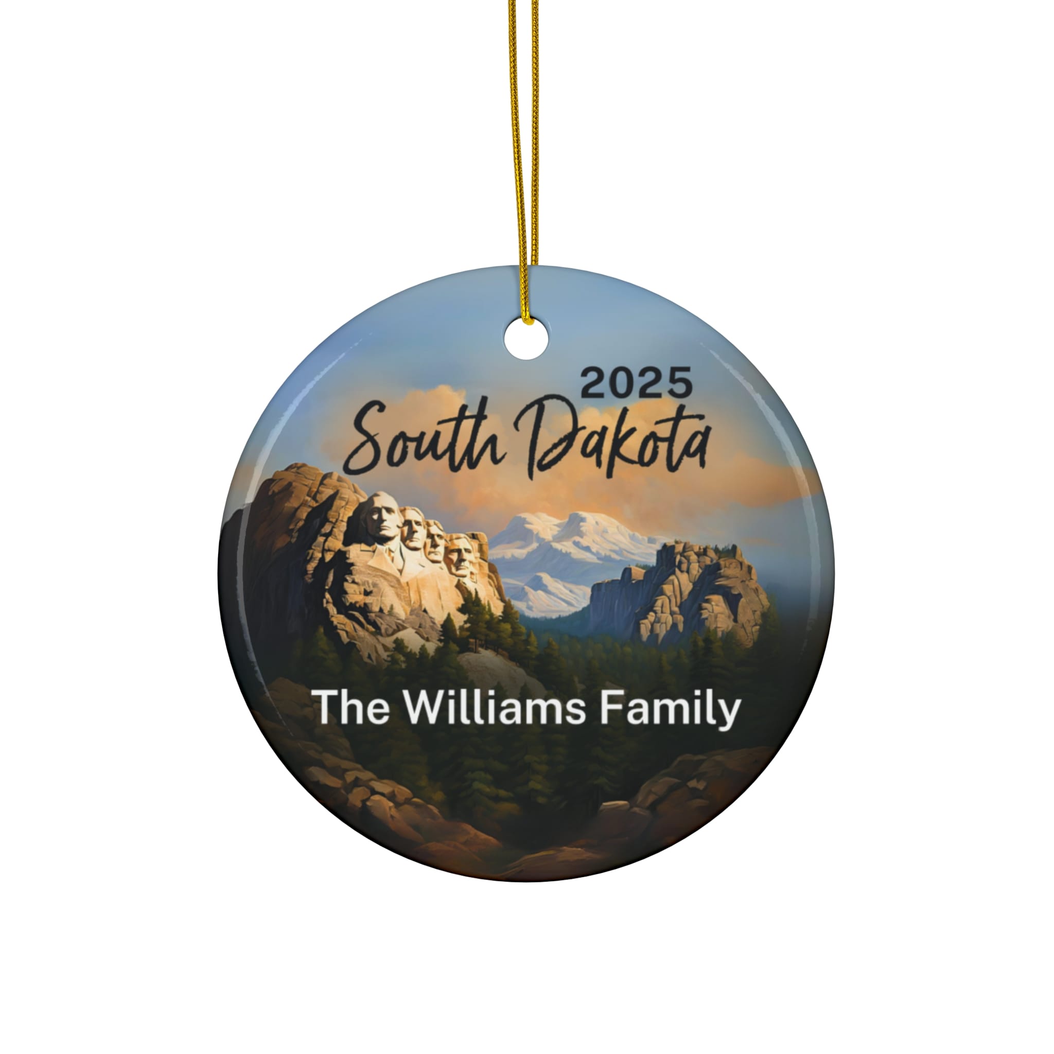 South Dakota Ornament: Single-Sided + Year + Personalization