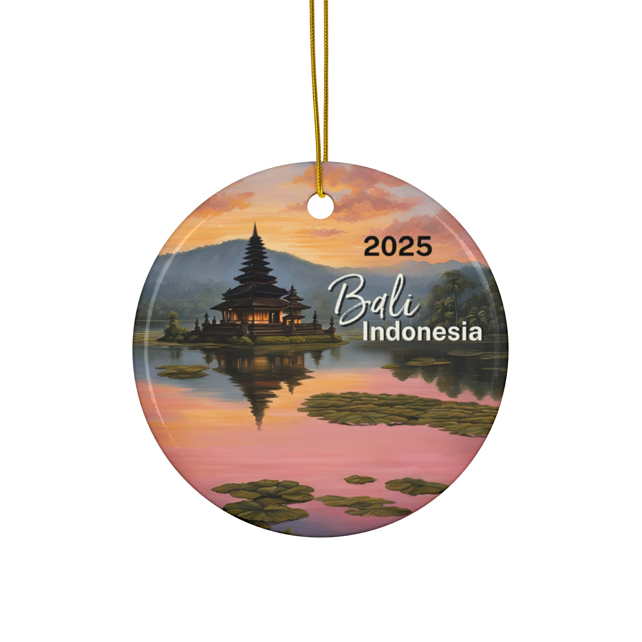 Bali Indonesia Ornament: Single-Sided + Year