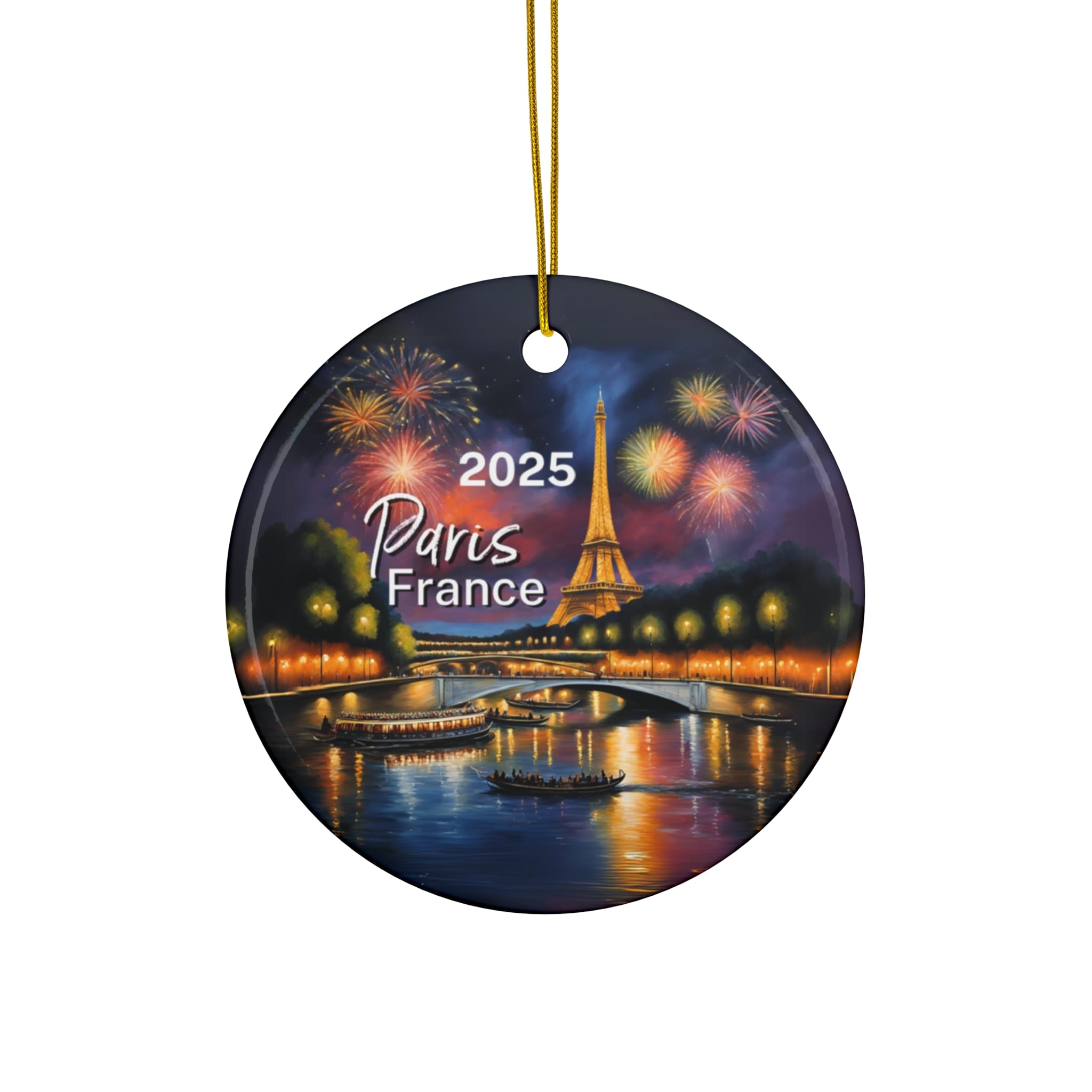 Paris France Ornament: Single-Sided+Year