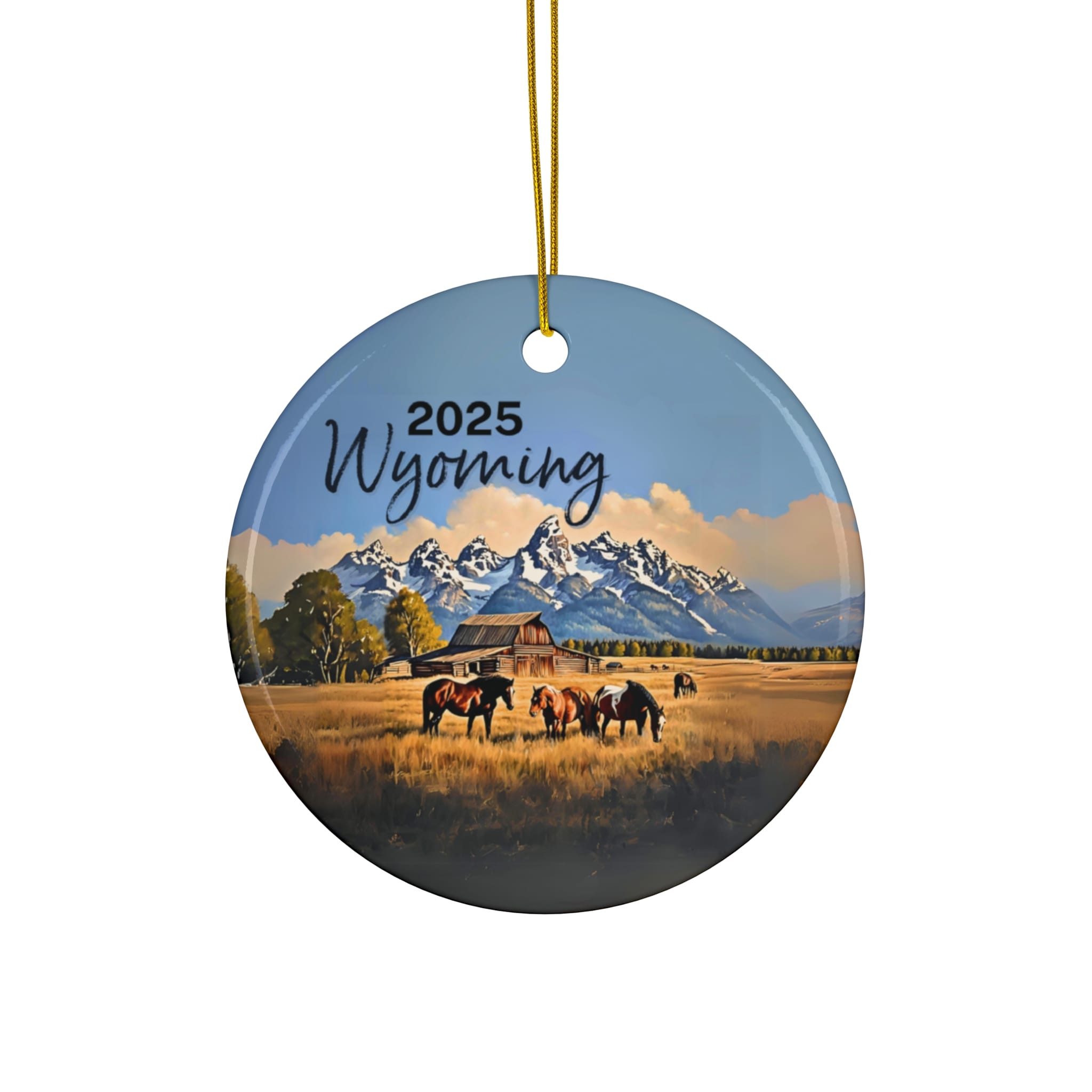 Wyoming Ornament: Single-Sided + Year