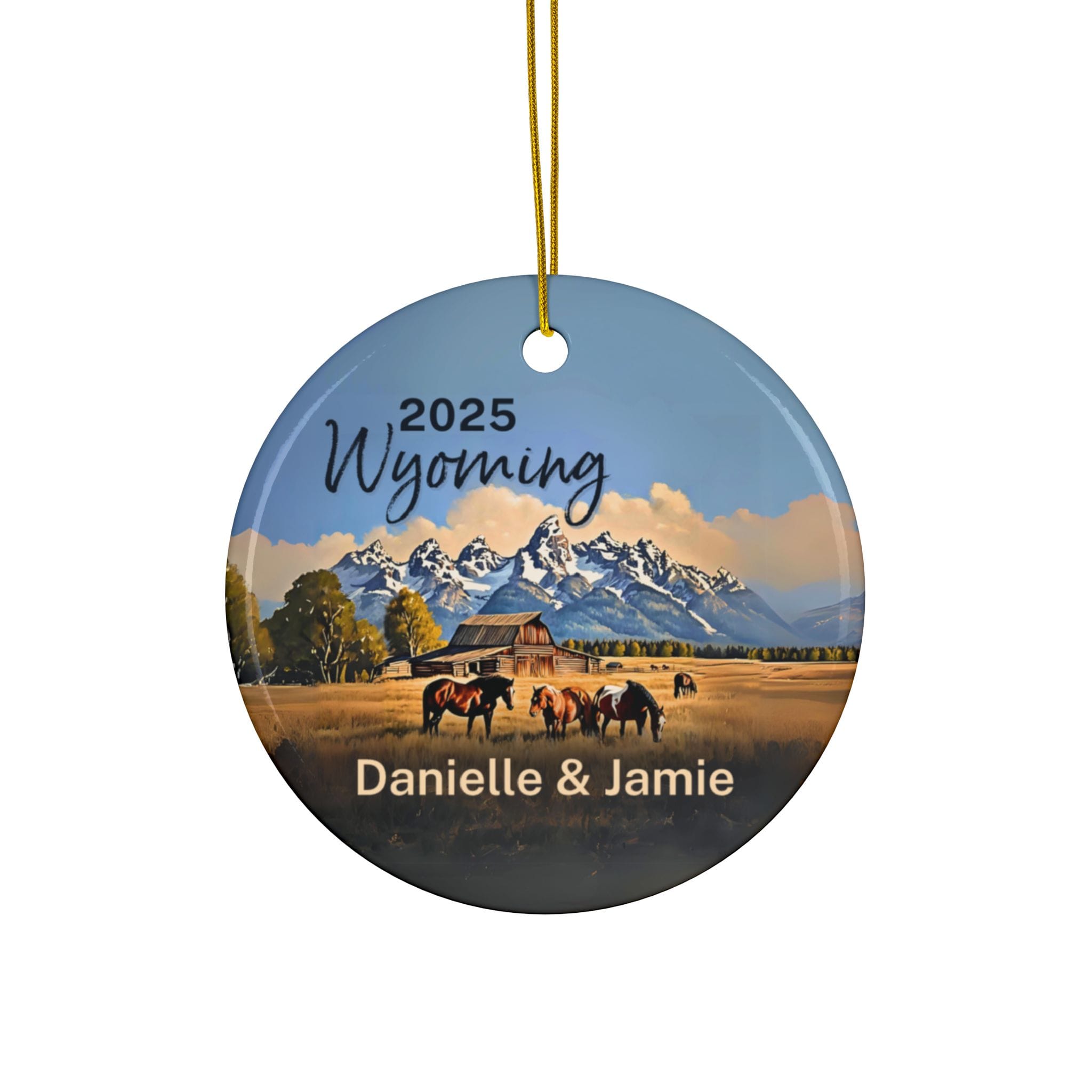 Wyoming Ornament: Double-Sided + Year + Personalization