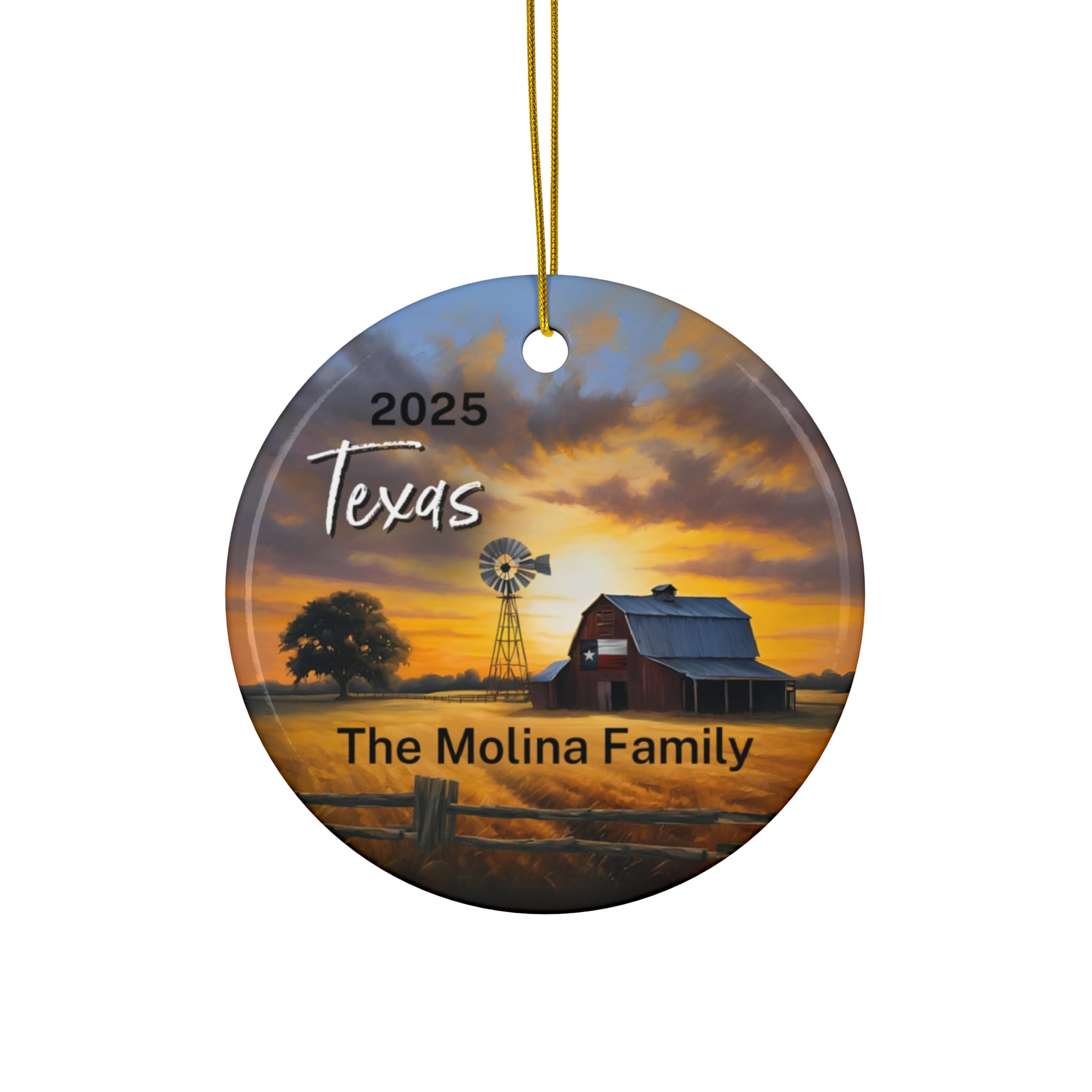 Texas Ornament: Single-Sided + Year + Personalization
