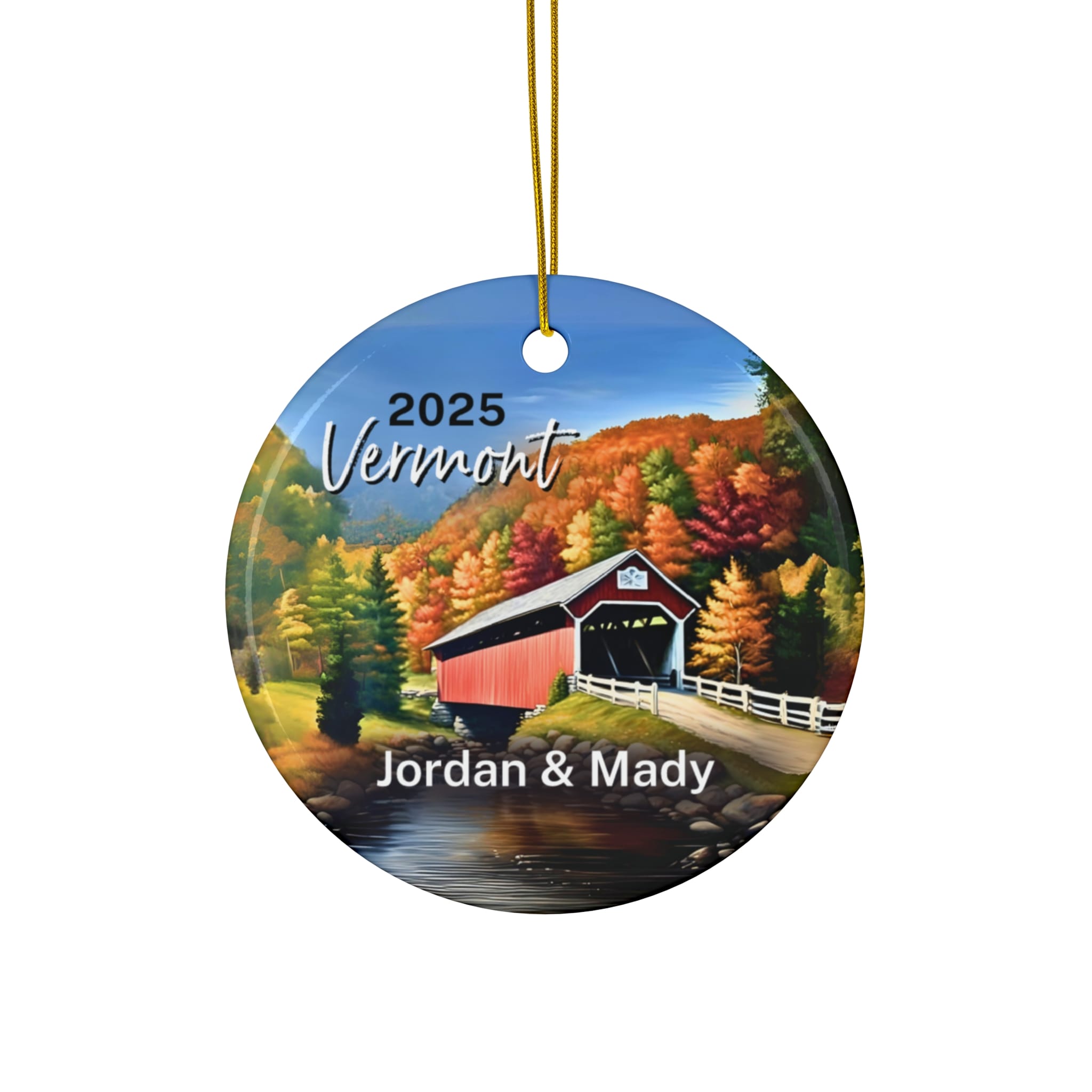Vermont Ornament: Single-Sided + Year + Personalization
