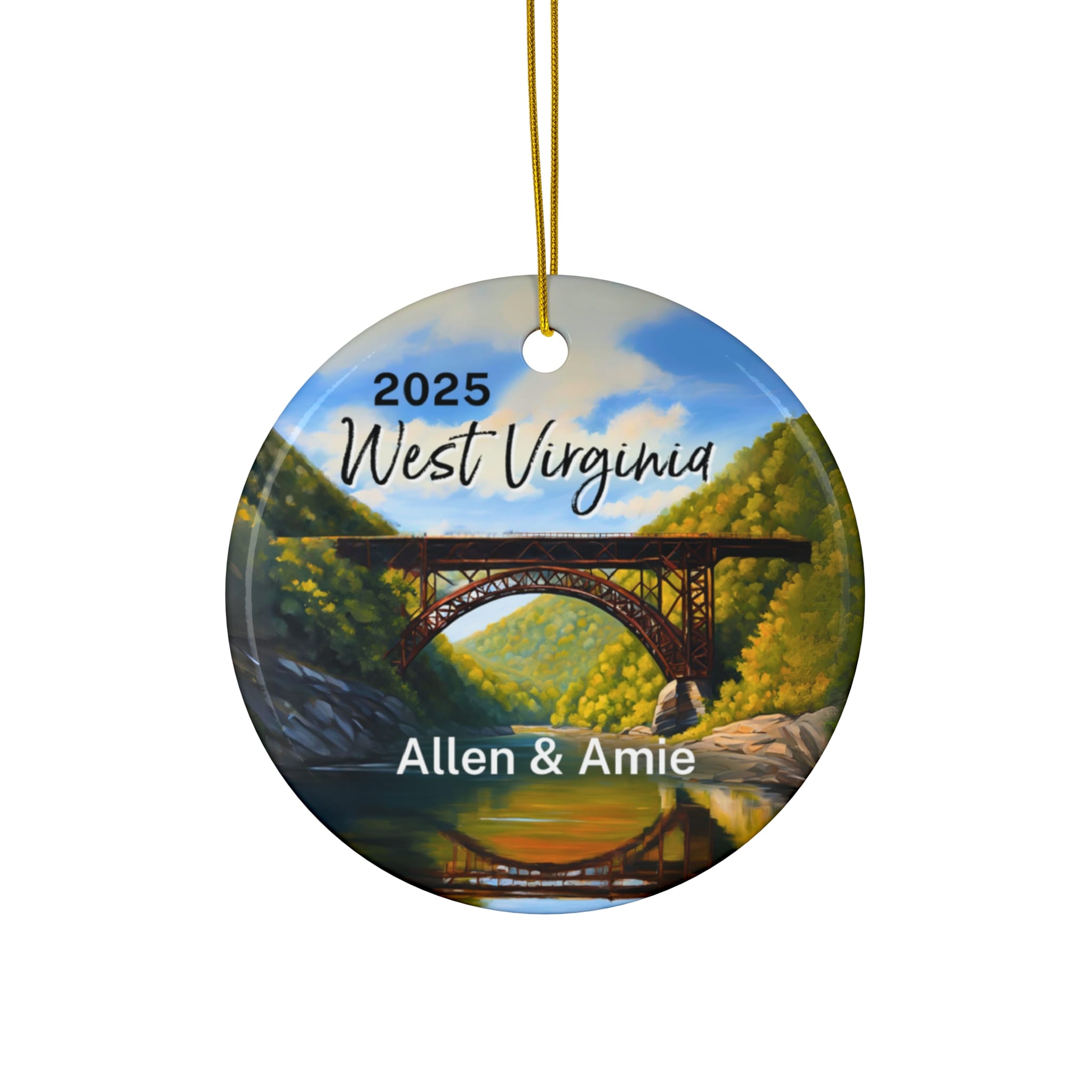 West Virginia Ornament: Double-Sided + Year + Personalization