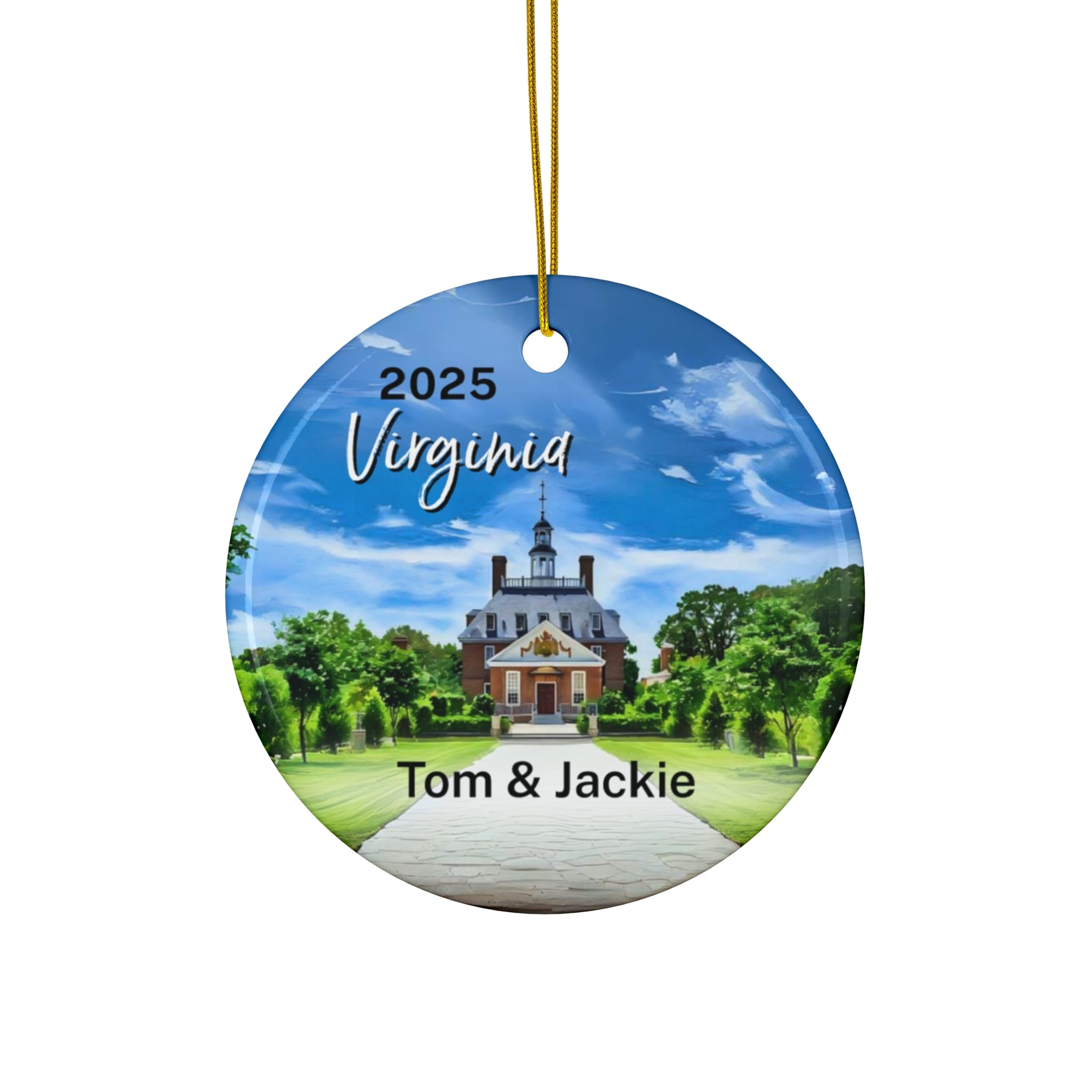 Virginia Ornament: Single-Sided + Year + Personalization