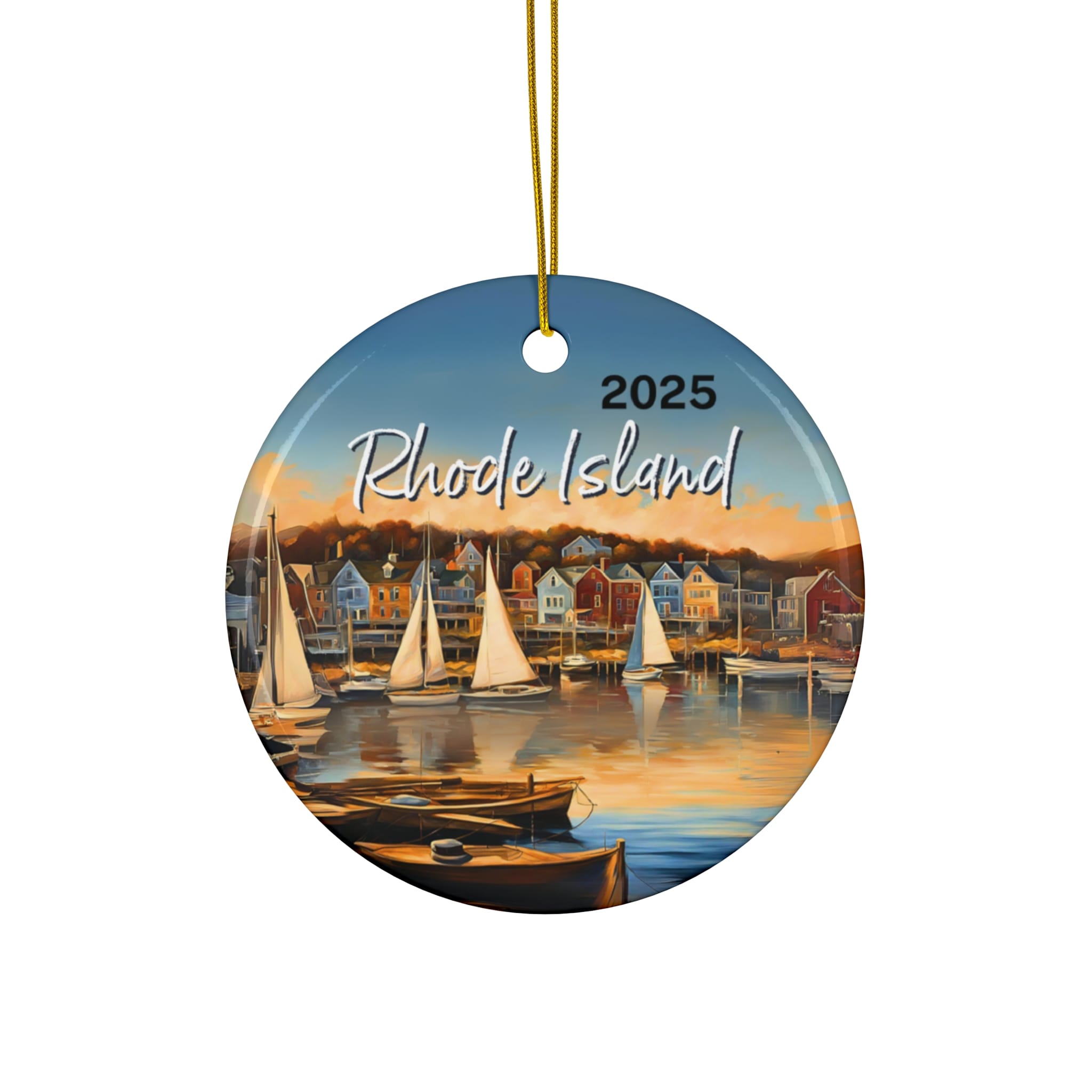Rhode Island Ornament: Single-Sided + Year