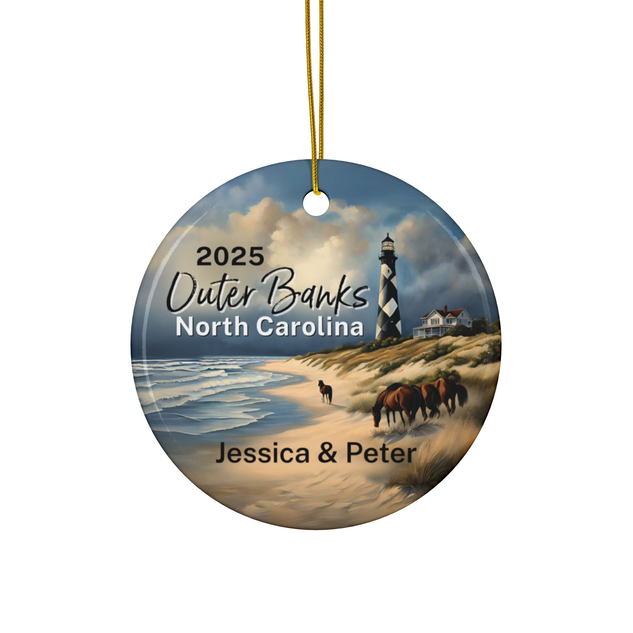 Outer Banks - North Carolina Ornament: Double-Sided + Year + Personalization