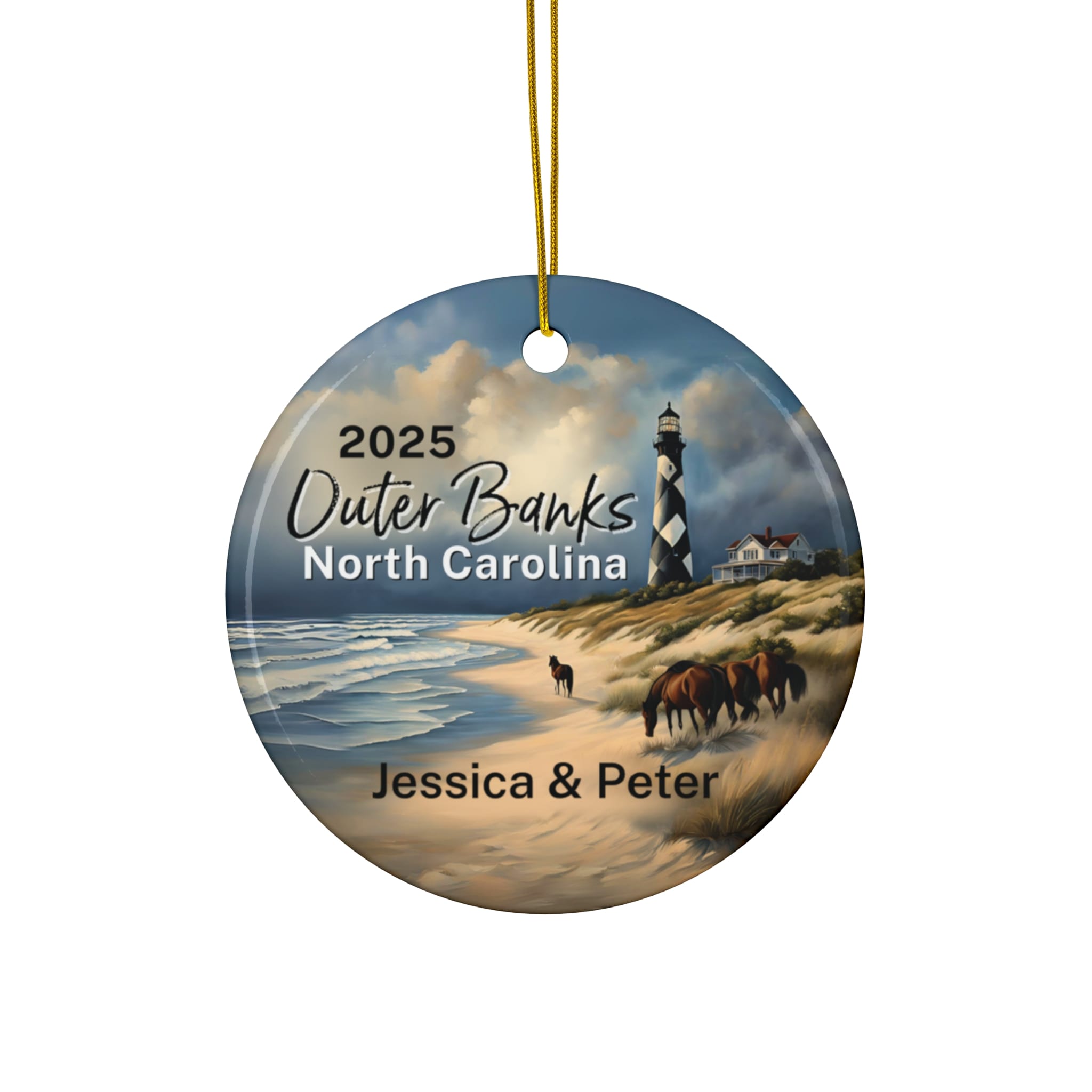 Outer Banks - North Carolina Ornament: Single-Sided + Year + Personalization
