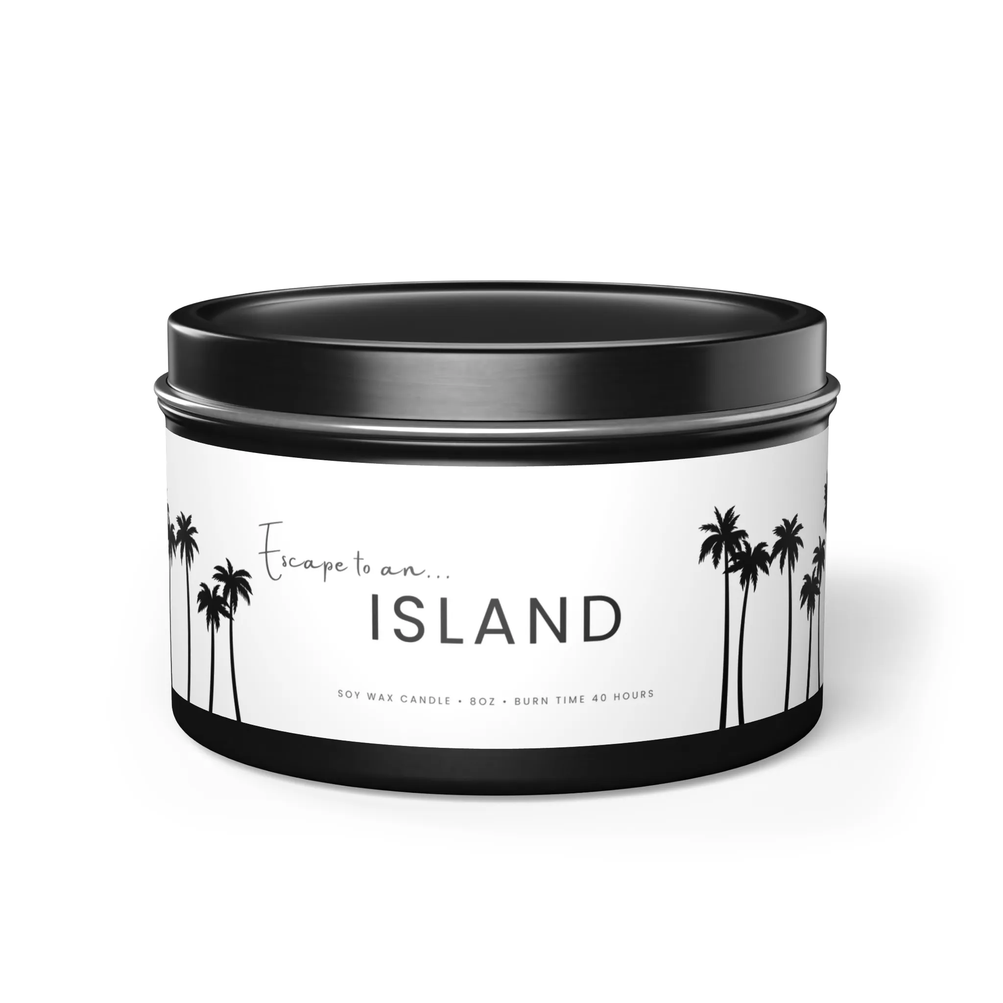 Fernweh.scentedcandle.metal.black8oztin.island.mangococonut.front