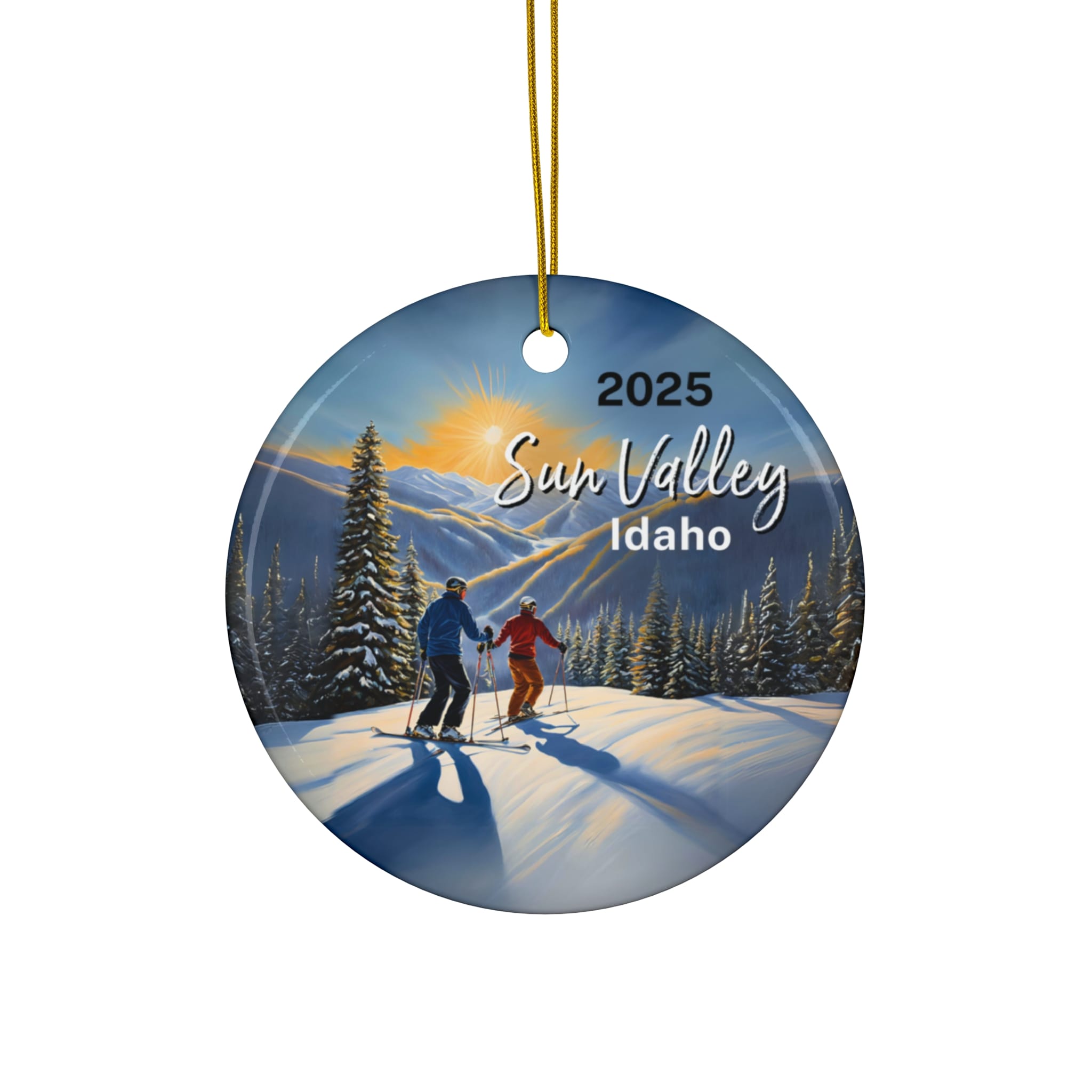Sun Valley Idaho Ornament: Single-Sided + Year