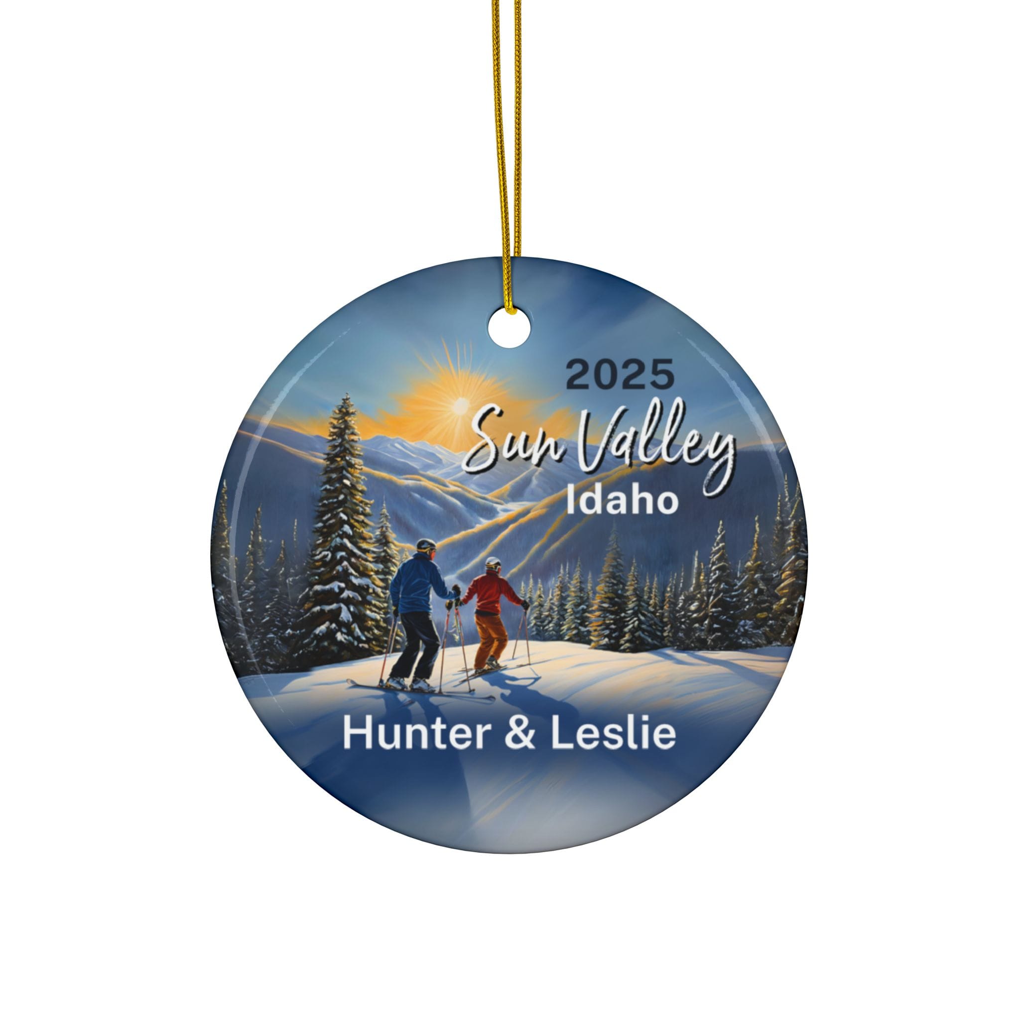 Sun Valley Idaho Ornament: Double-Sided + Year + Personalization
