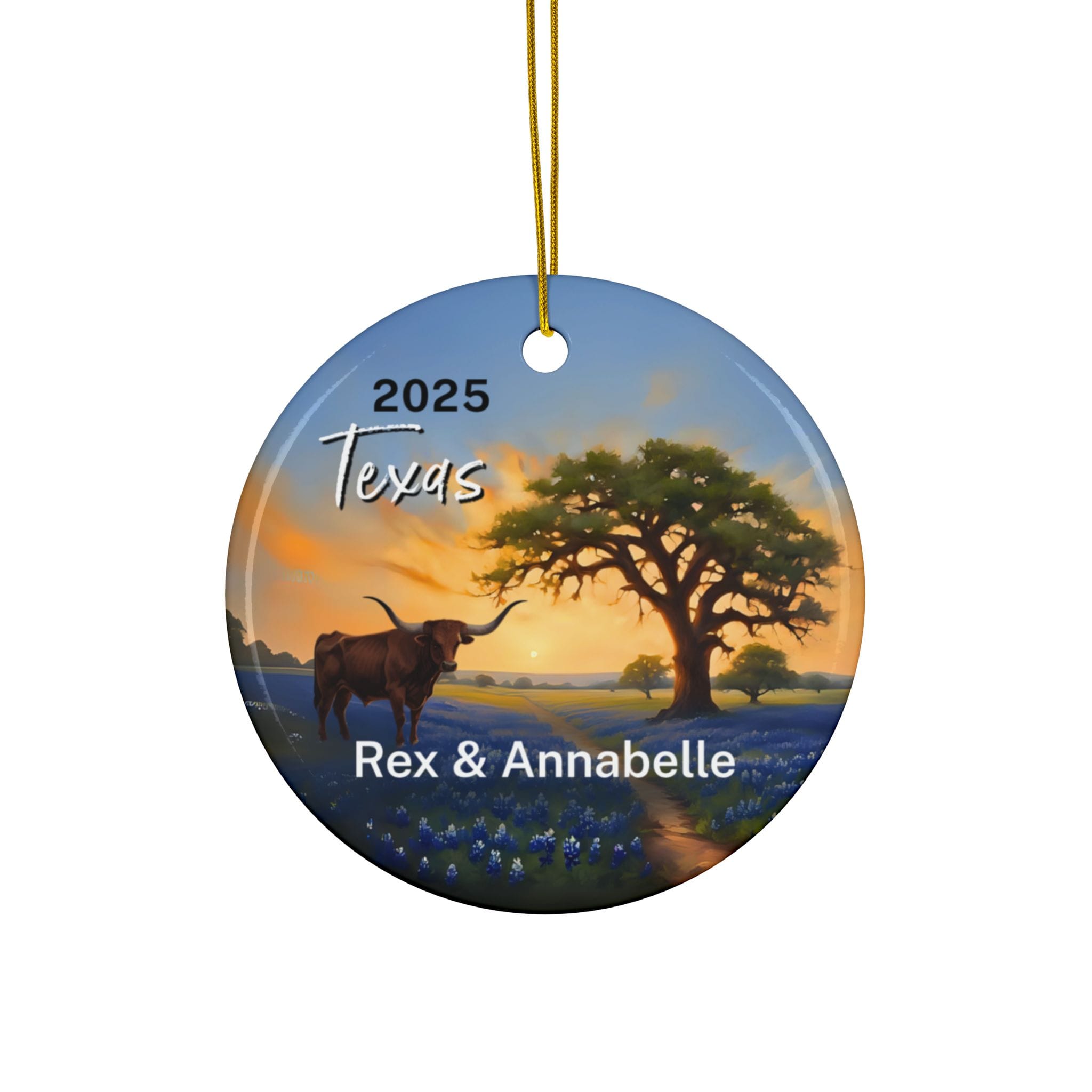 Texas Ornament: Double-Sided + Year + Personalization