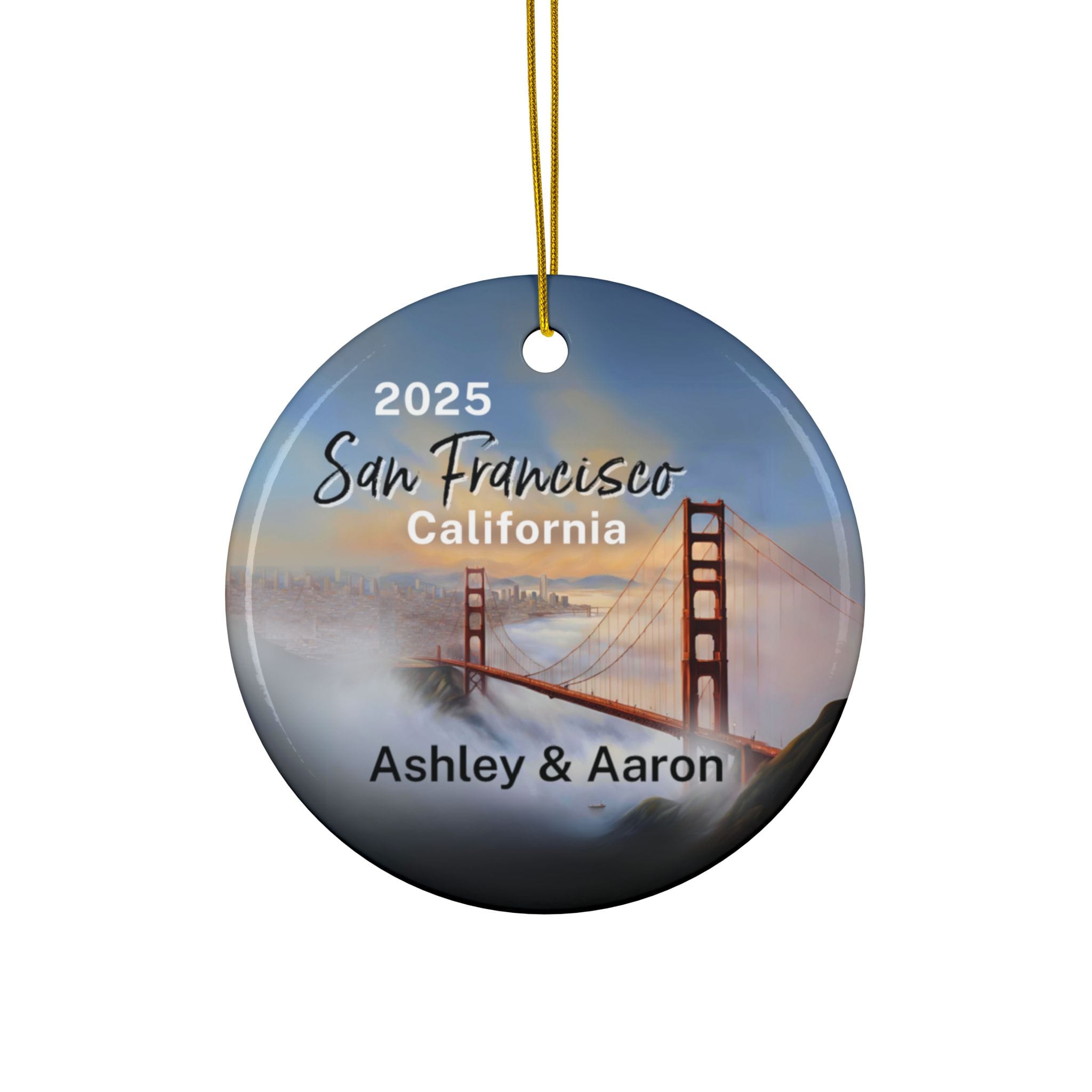 San Francisco California Ornament: Double-Sided + Year + Personalization