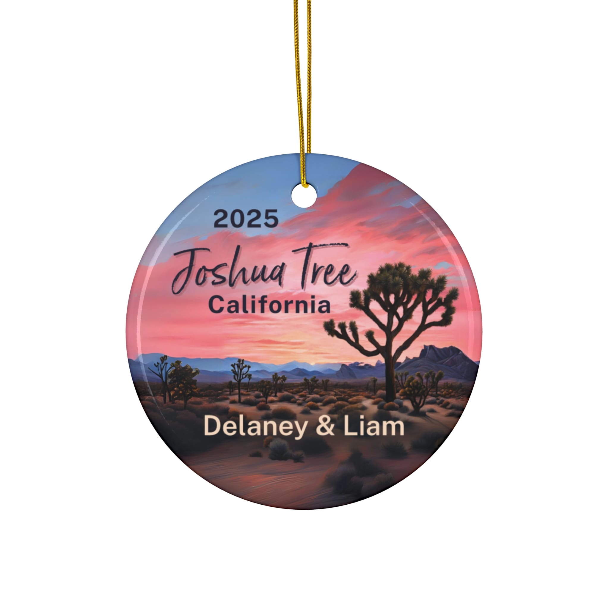 Joshua Tree California Ornament: Single-Sided + Year + Personalization
