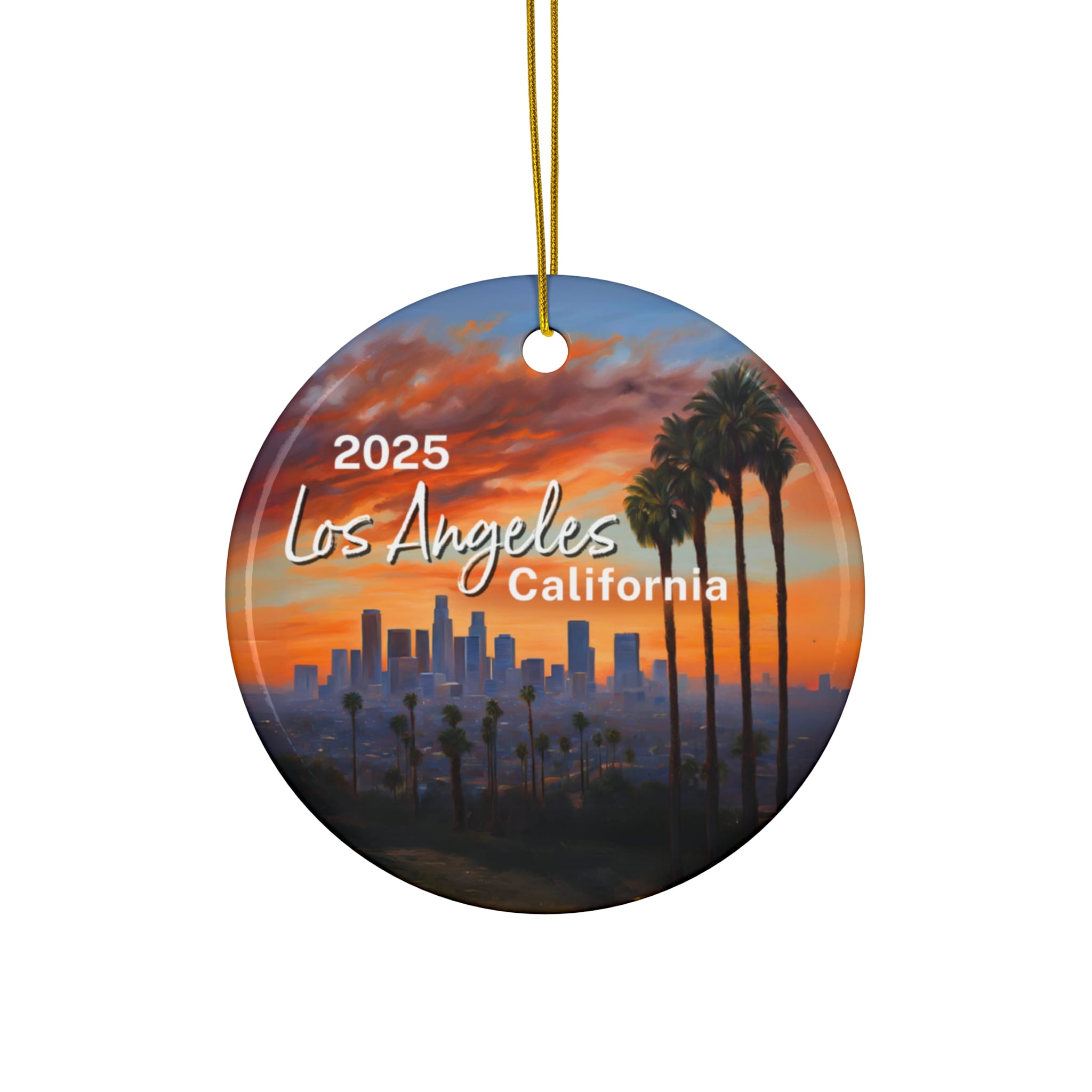 Los Angeles California Ornament: Single-Sided + Year