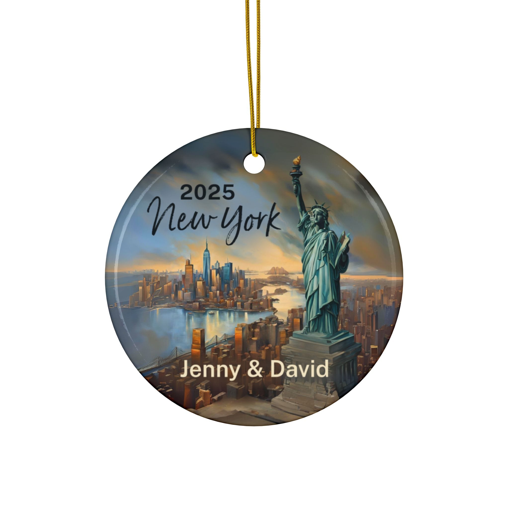 New York Statue of Liberty Ornament: Double-Sided + Year + Personalization