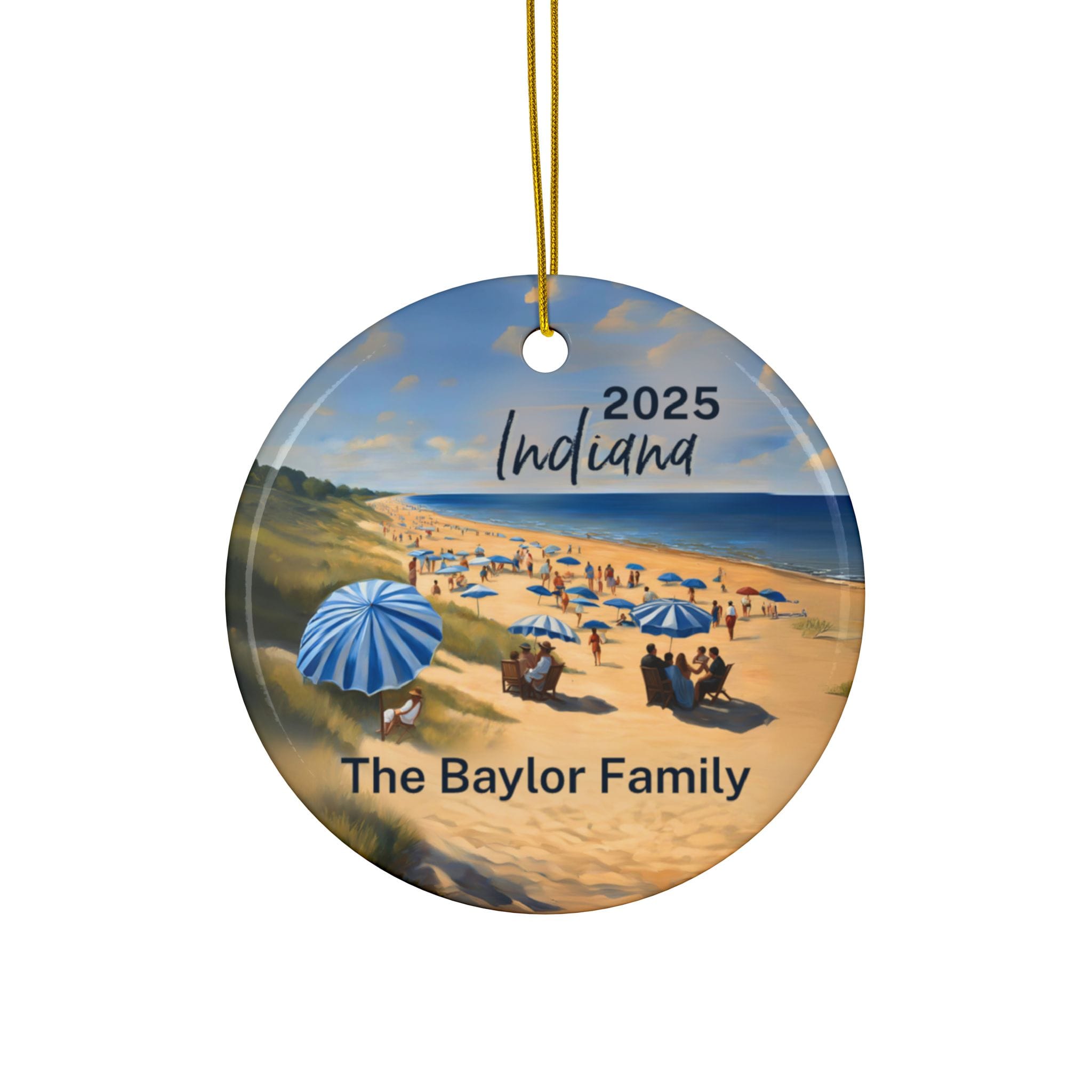 Indiana Ornament: Double-Sided + Year + Personalization