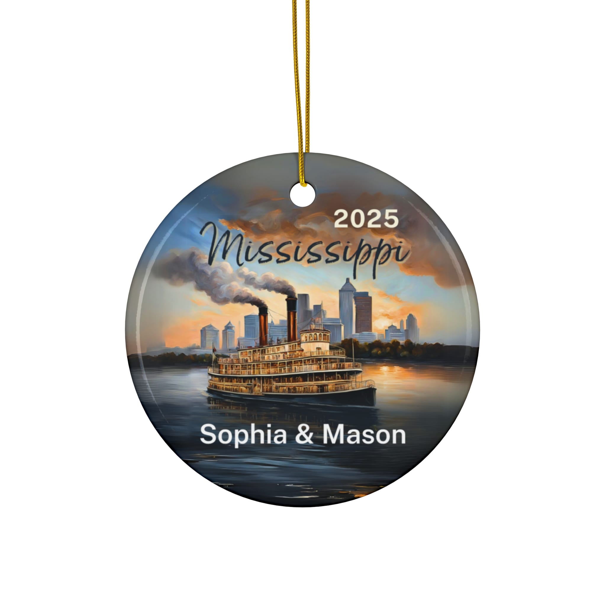 Mississippi Ornament: Single-Sided + Year + Personalization
