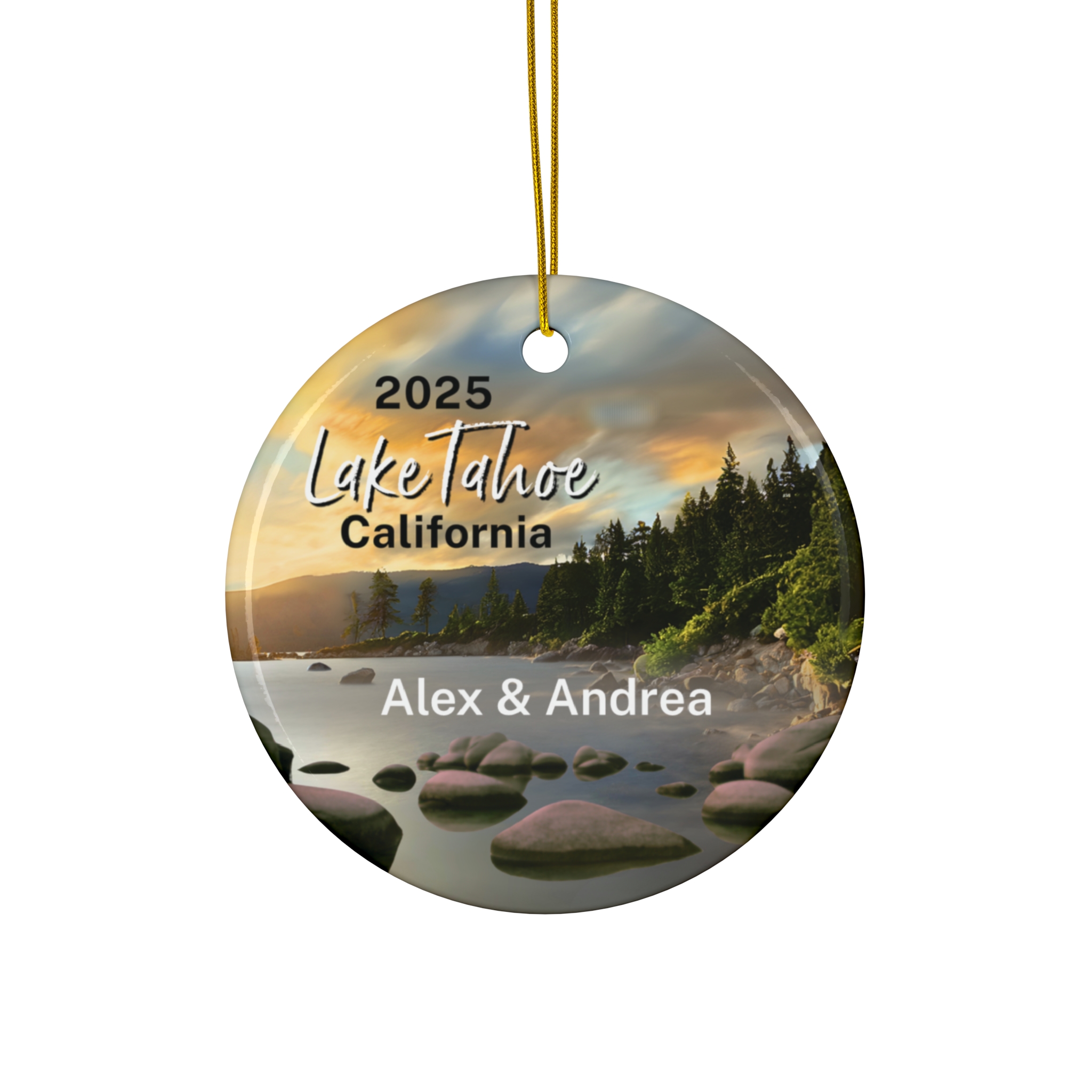 Lake Tahoe California Ornament: Single-Sided + Year + Personalization