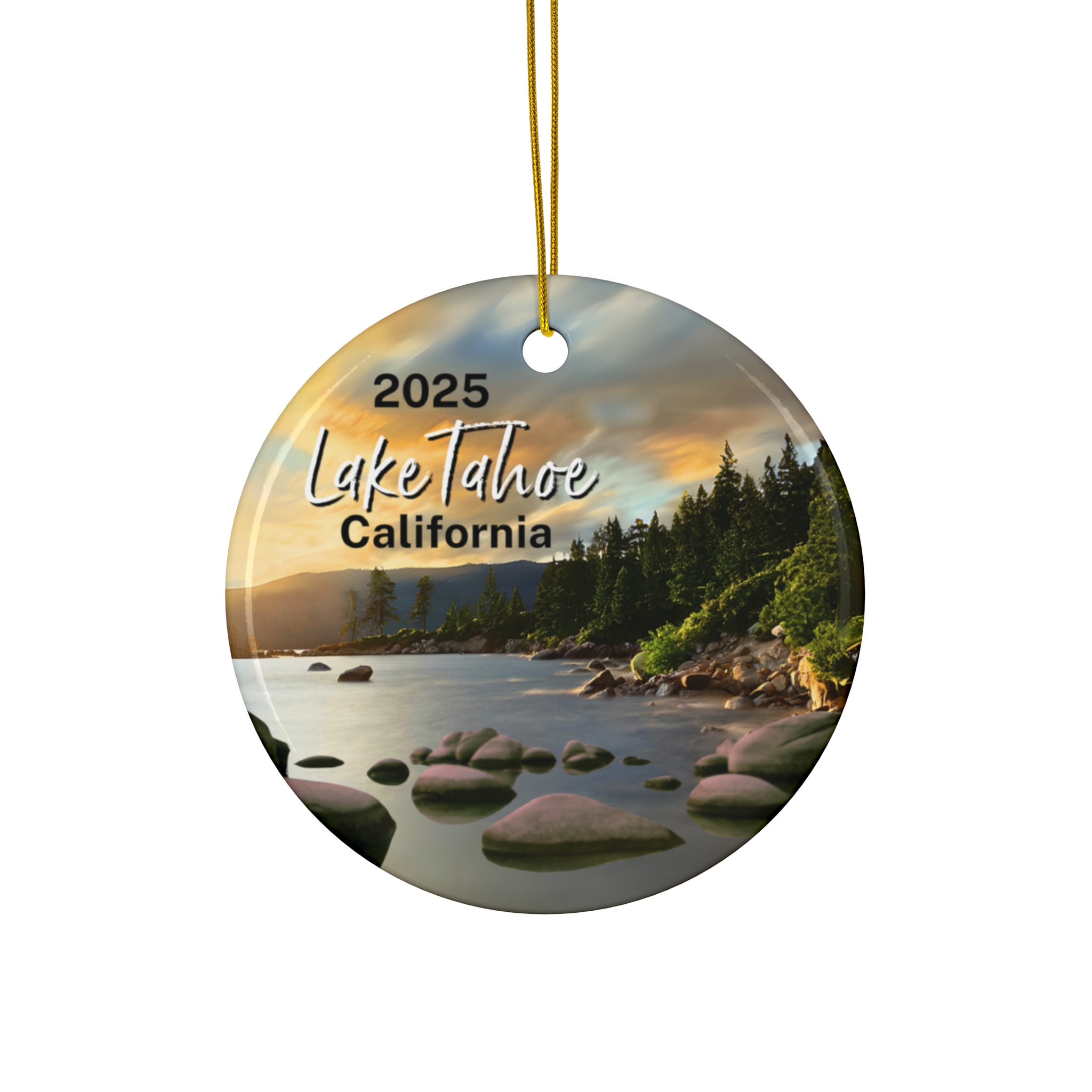 Lake Tahoe California Ornament: Single-Sided + Year