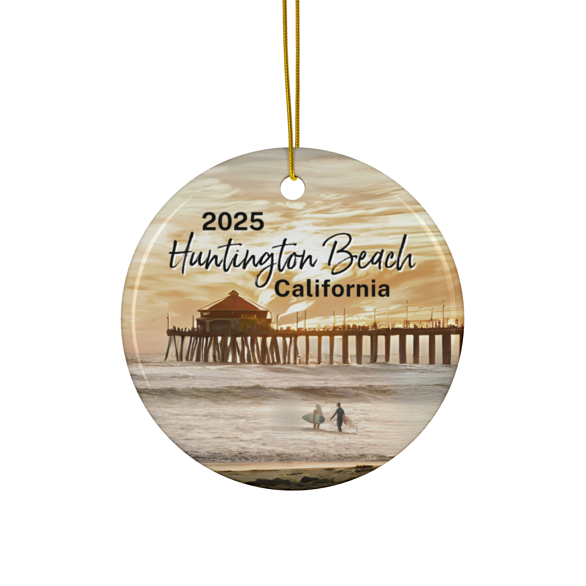 Huntington Beach California Ornament: Single-Sided + Year