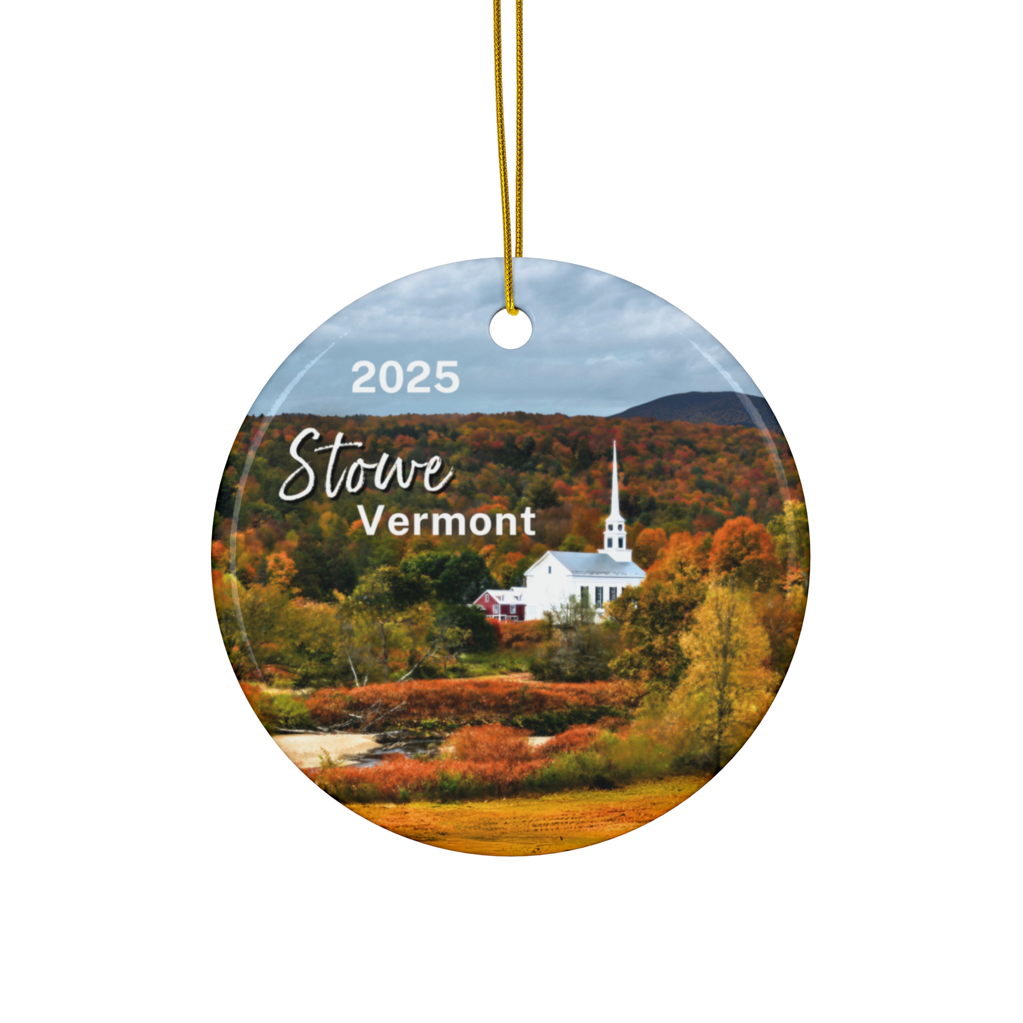 Stowe Vermont Ornament: Single-Sided + Year