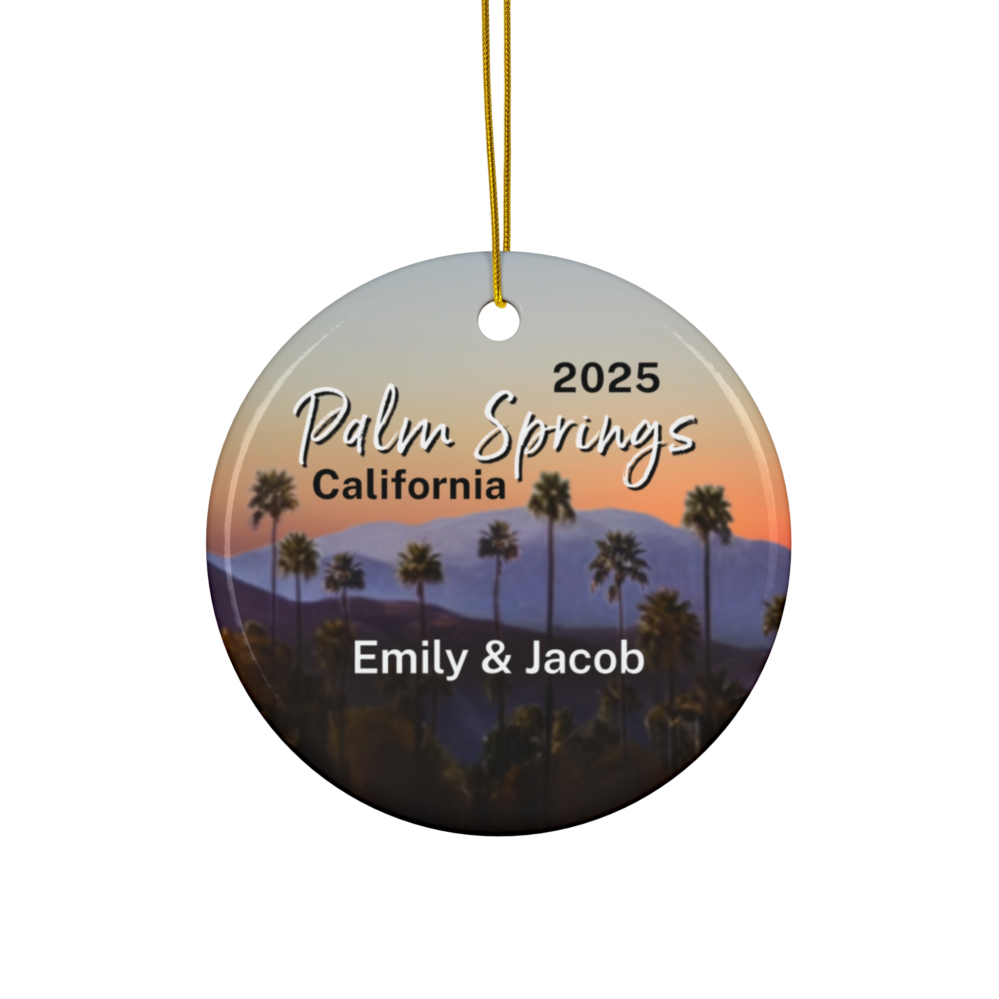 Palm Springs California Ornament: Single-Sided + Year + Personalization