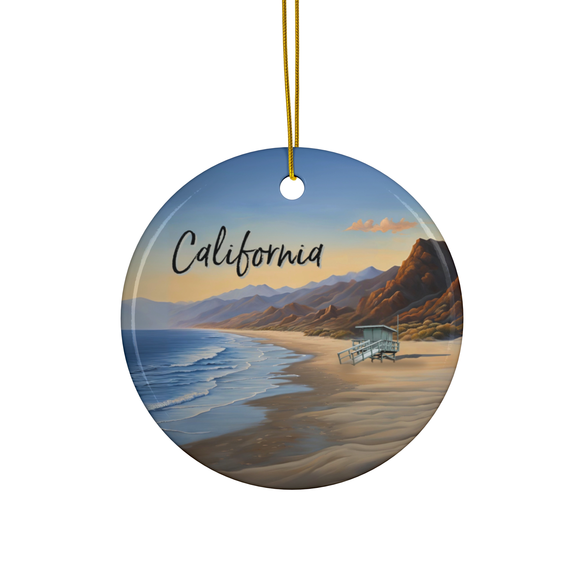 California Beach Ornament: Single-Sided
