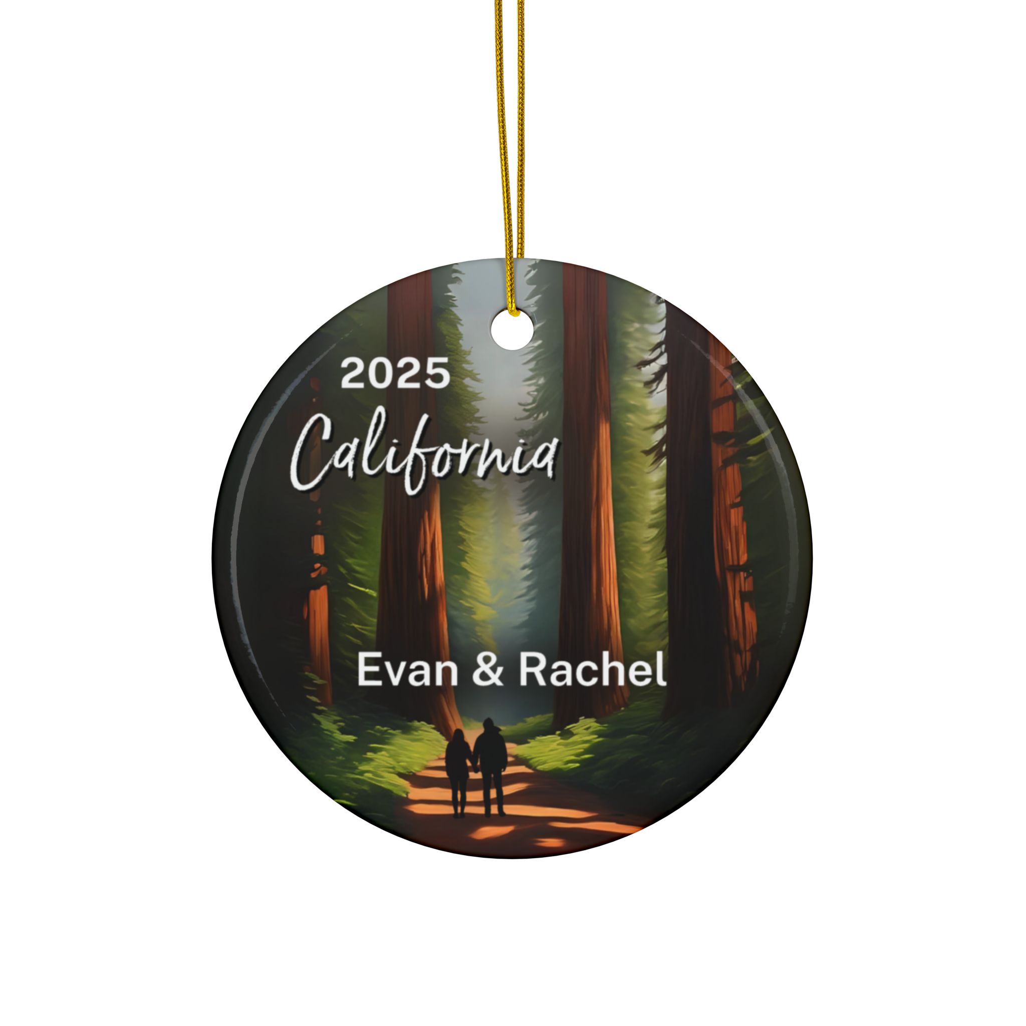 California Redwoods Ornament: Double-Sided + Year + Personalization