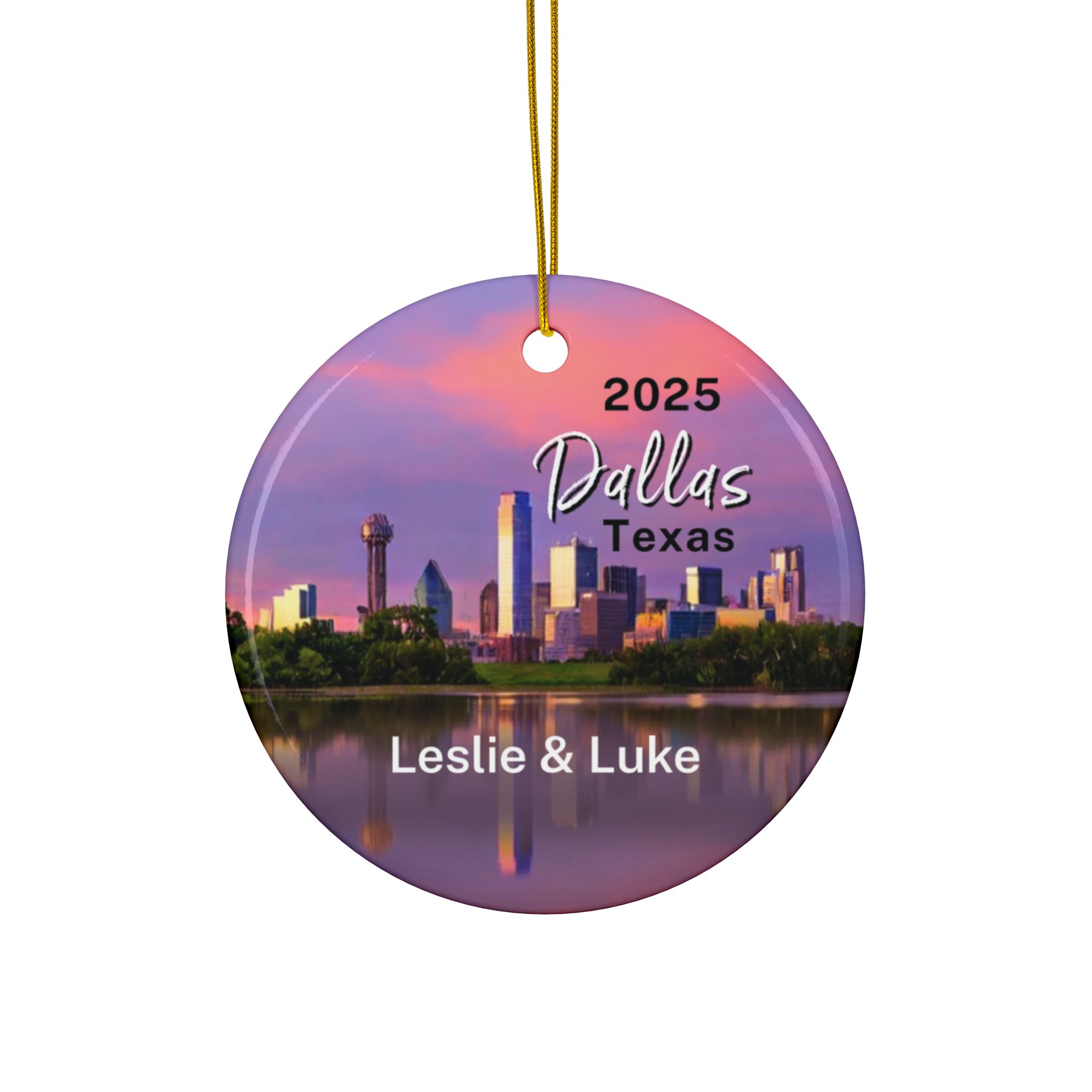 Dallas Texas Ornament: Double-Sided + Year + Personalization