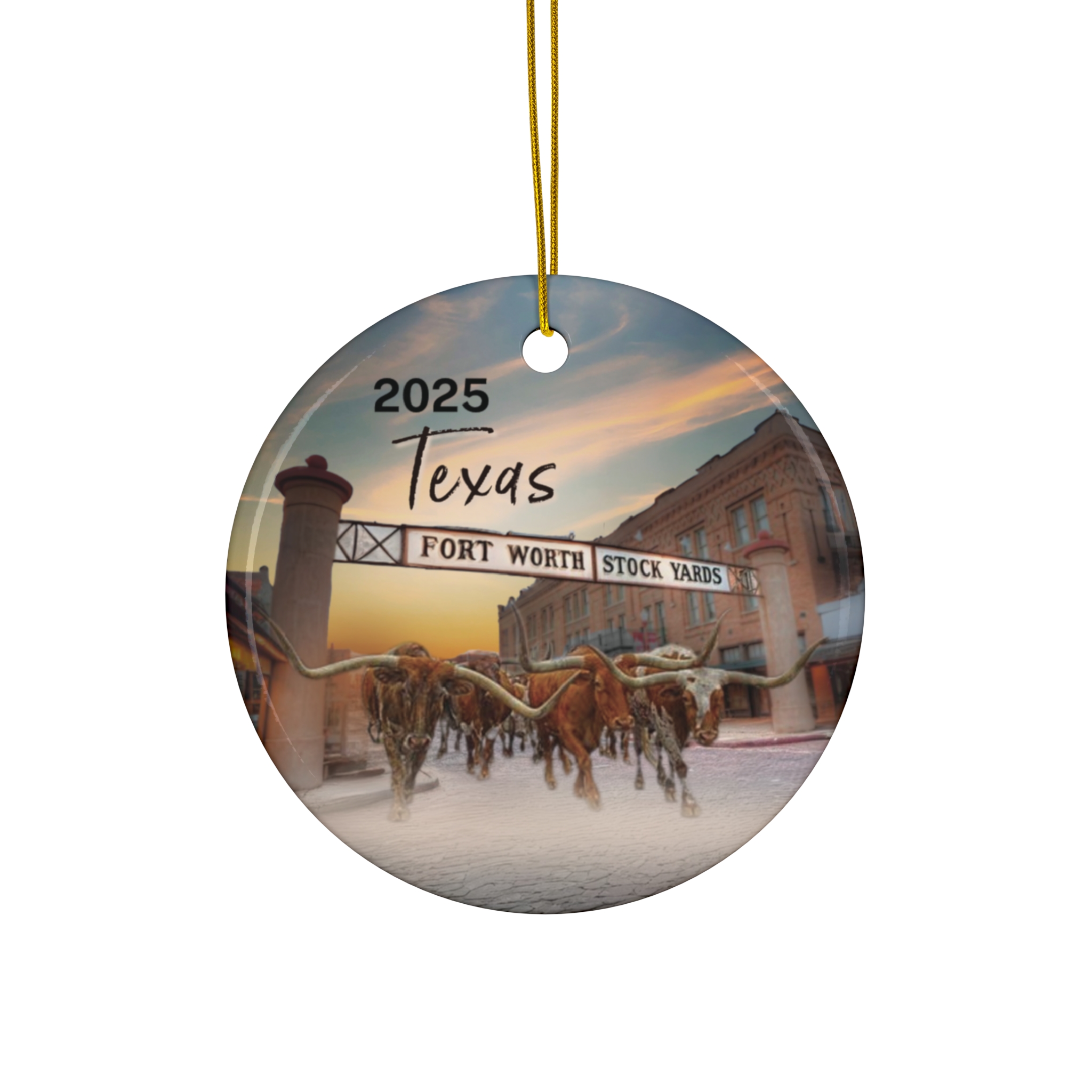 Fort Worth Texas Ornament: Single-Sided + Year