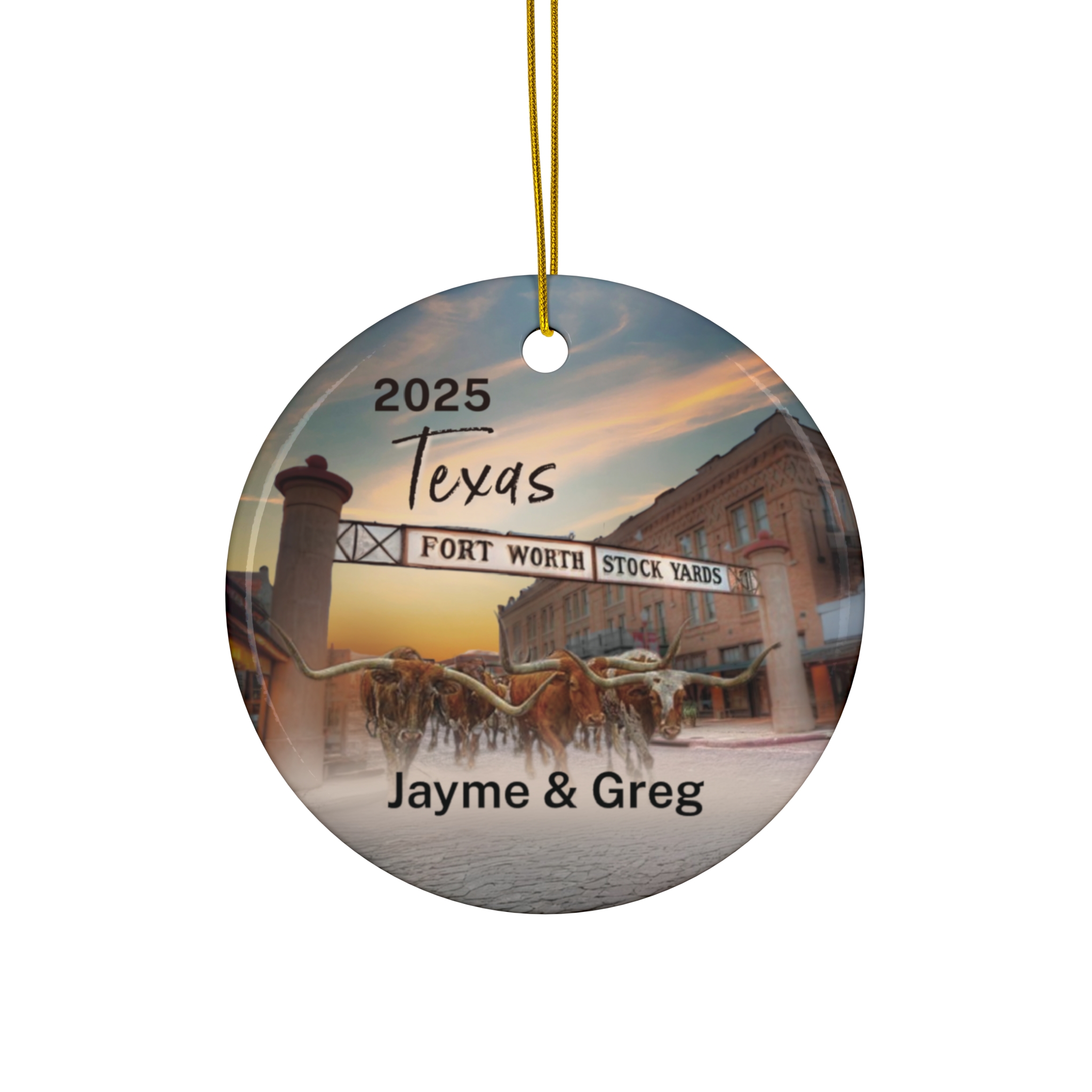 Fort Worth Texas Ornament: Single-Sided + Year + Personalization