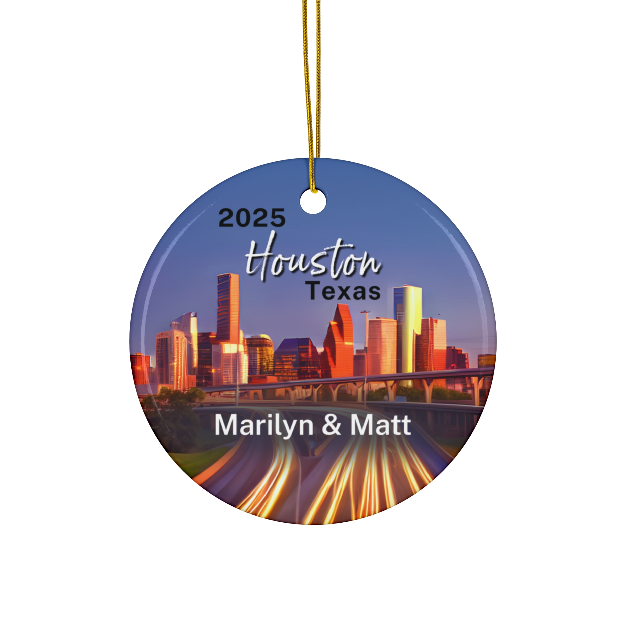 Houston Texas Ornament: Single-Sided + Year + Personalization