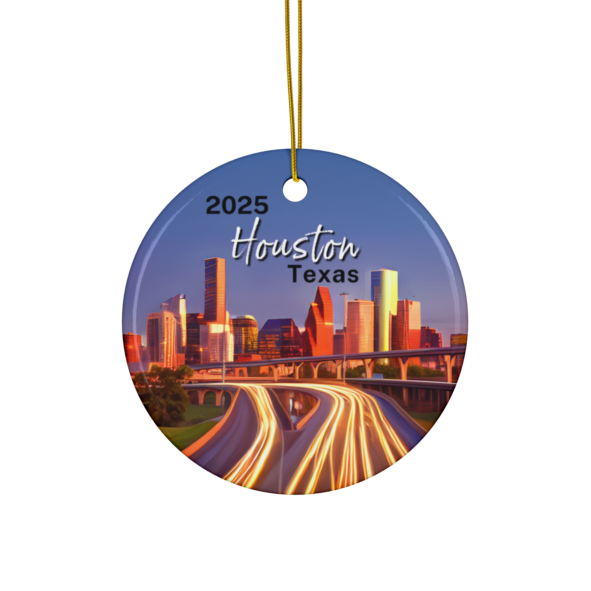 Houston Texas Ornament: Single-Sided + Year