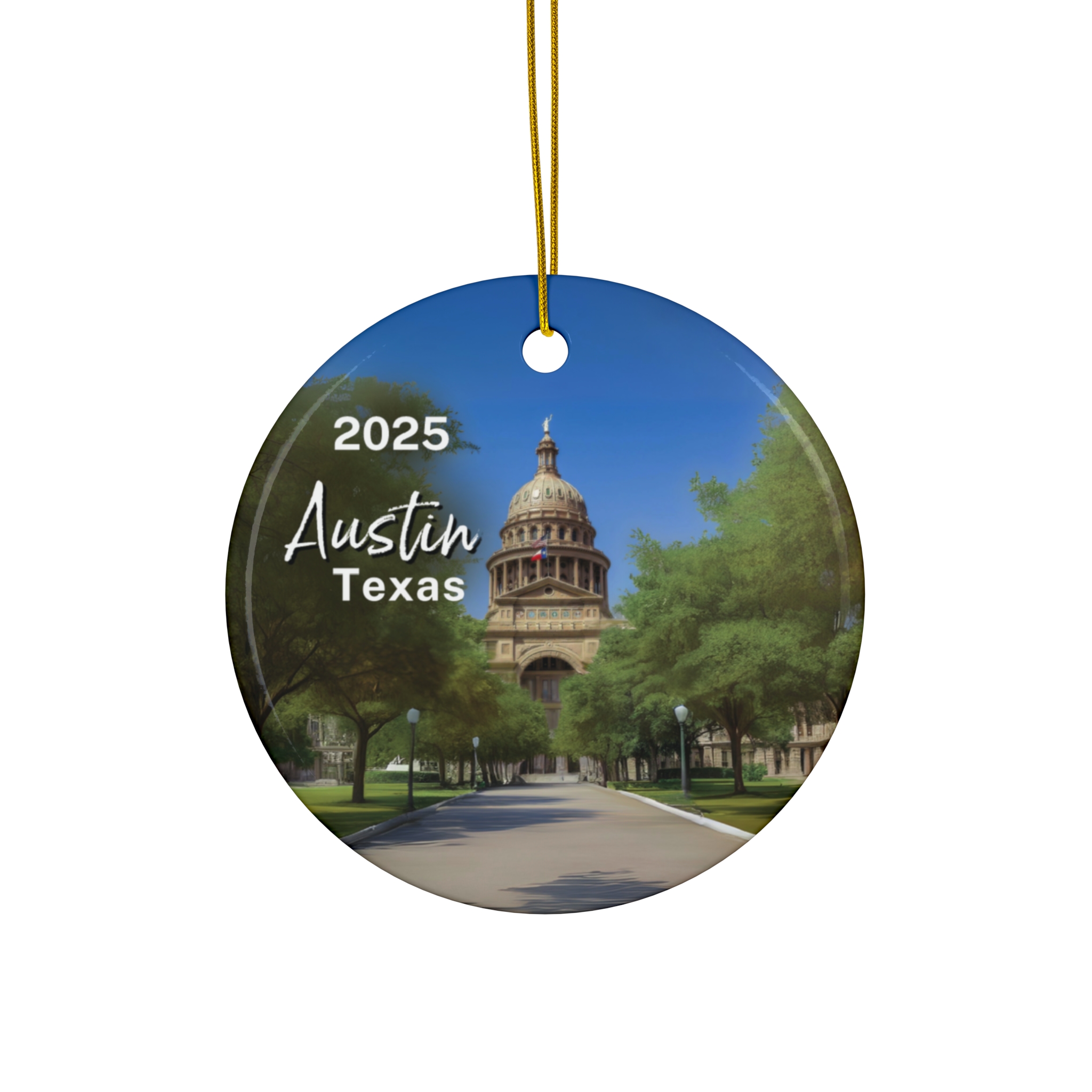Austin Texas Capitol Ornament: Single-Sided + Year