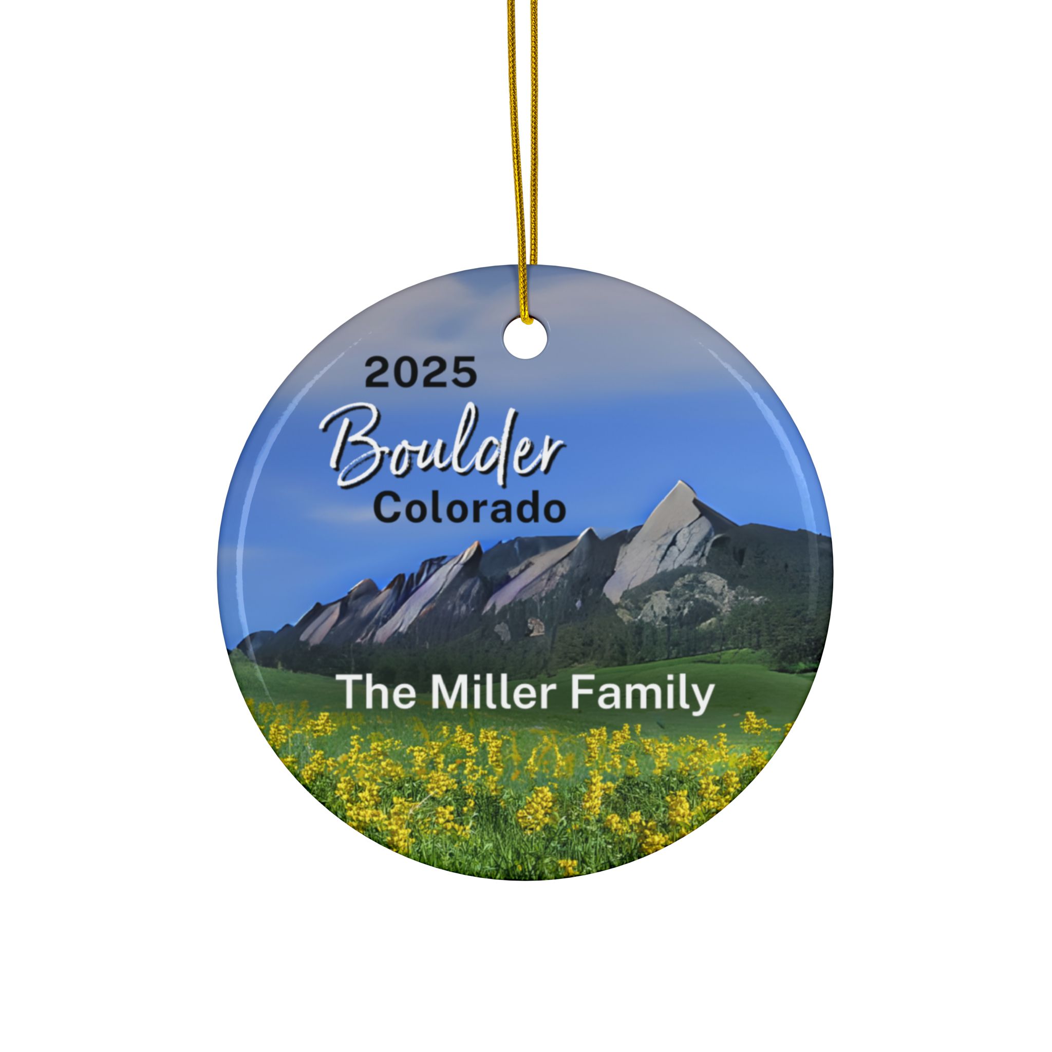Boulder Colorado Ornament: Double-Sided + Year + Personalization