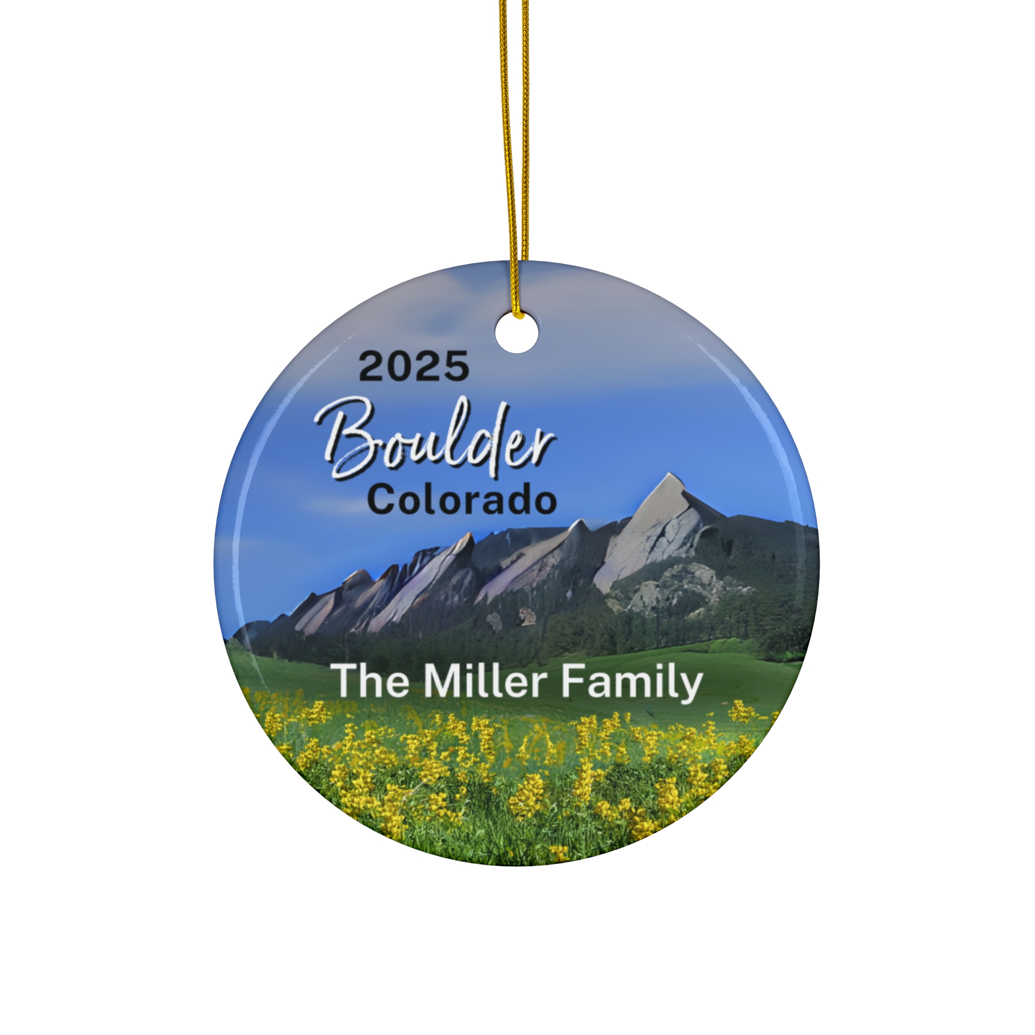Boulder Colorado Ornament: Single-Sided + Year + Personalization