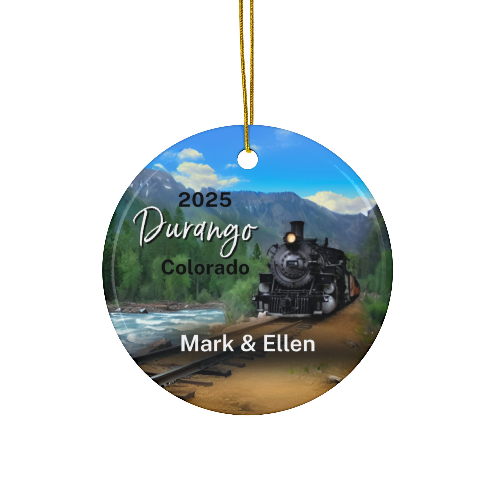 Durango Colorado Ornament: Double-Sided + Year + Personalization