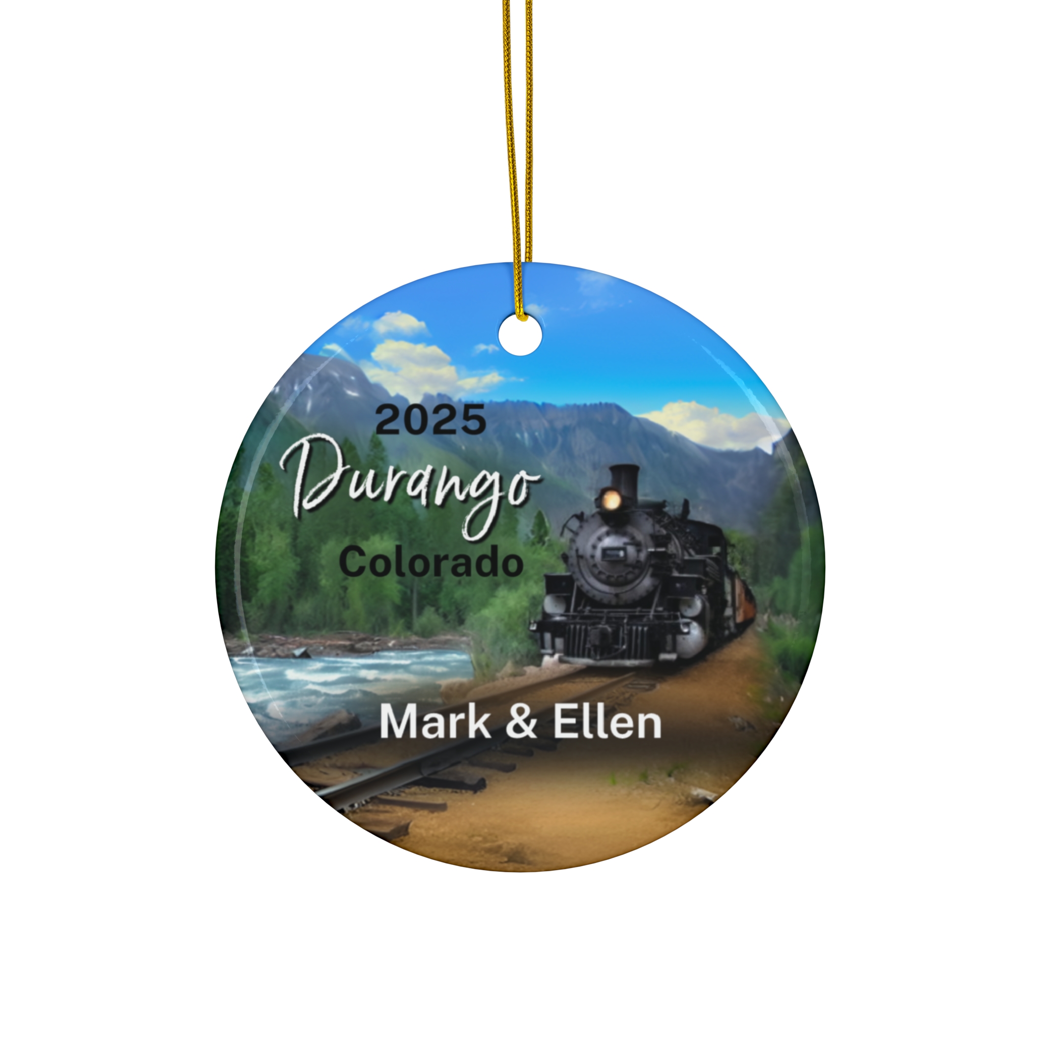 Durango Colorado Ornament: Single-Sided + Year + Personalization