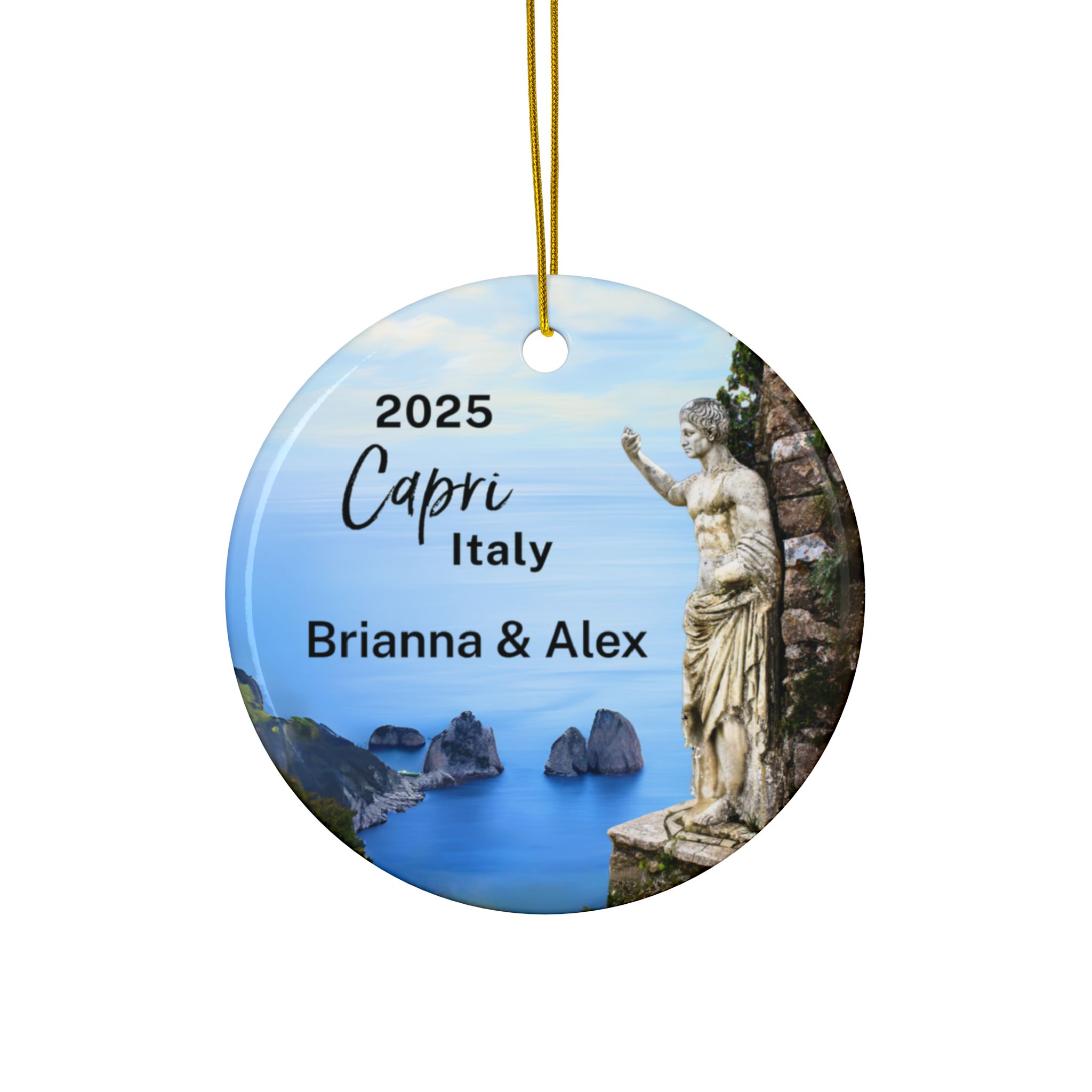 Capri Italy Ornament: Double-Sided + Year + Personalization