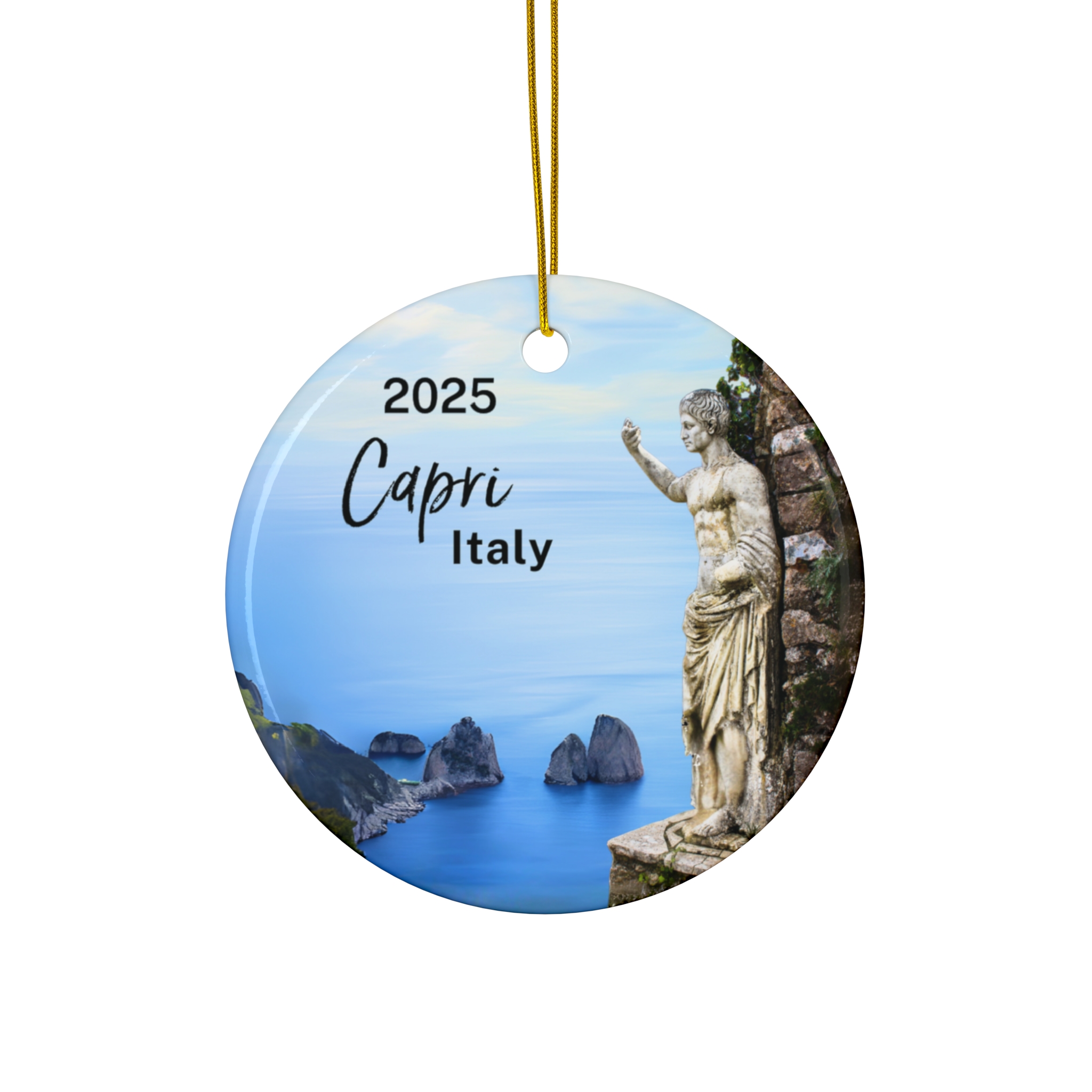 Capri Italy Ornament: Single-Sided + Year
