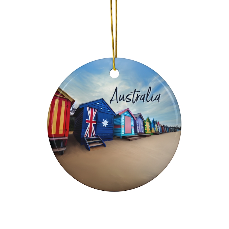 Fernweh Travel Ornament - Australia Flag on Melbourne Beach Houses