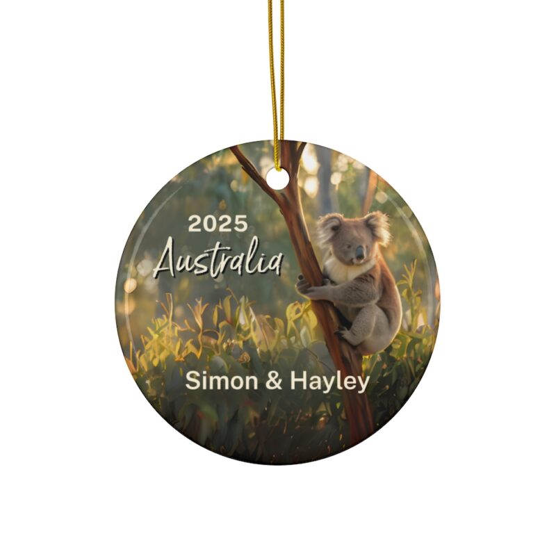 Fernweh Australia Koala Ornament with Custom Year and Persoalized Names - SIngle-Sided