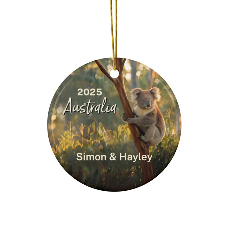 Fernweh Australia Koala Ornament with Custom Year and Persoalized Names - Double-Sided