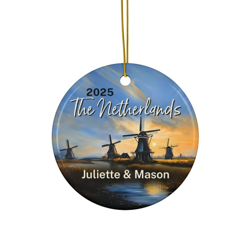 Personalized The Netherlands Christmas Ornament: Zaanse Schans Windmills