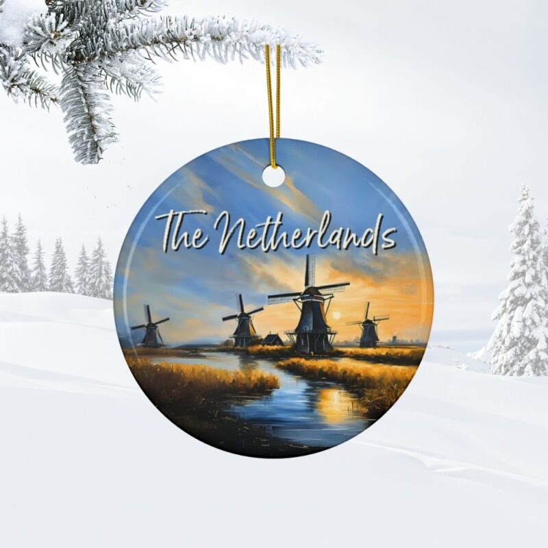 The Netherlands Christmas Ornament: Zaanse Schans Windmills