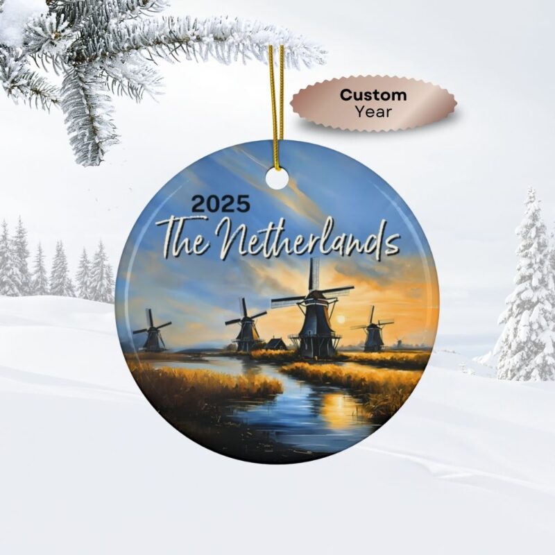 2025 The Netherlands Christmas Ornament: Zaanse Schans Windmills