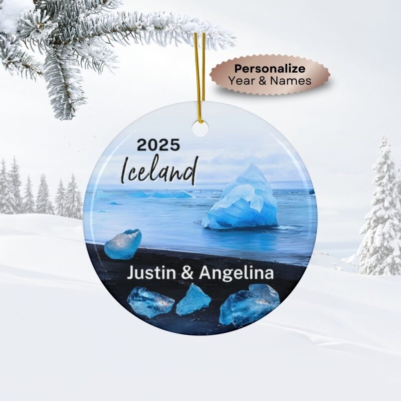 2025 Iceland Diamond Beach Christmas Ornament Personalized Gift or Vacation Souvenir