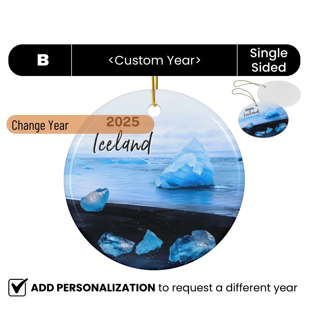 2025 Iceland Diamond Beach Christmas Ornament Gift or Vacation Souvenir