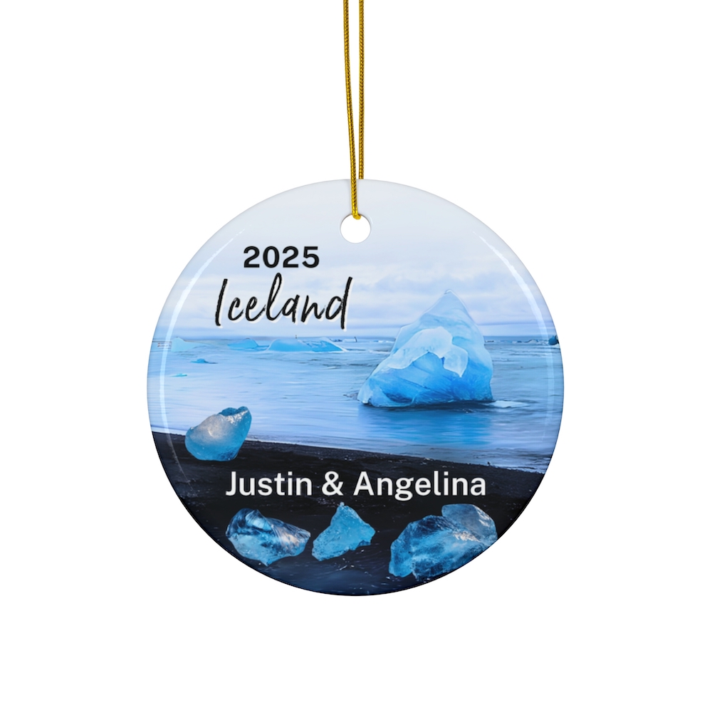 2025 Iceland Diamond Beach Christmas Ornament Personalized Gift or Vacation Souvenir